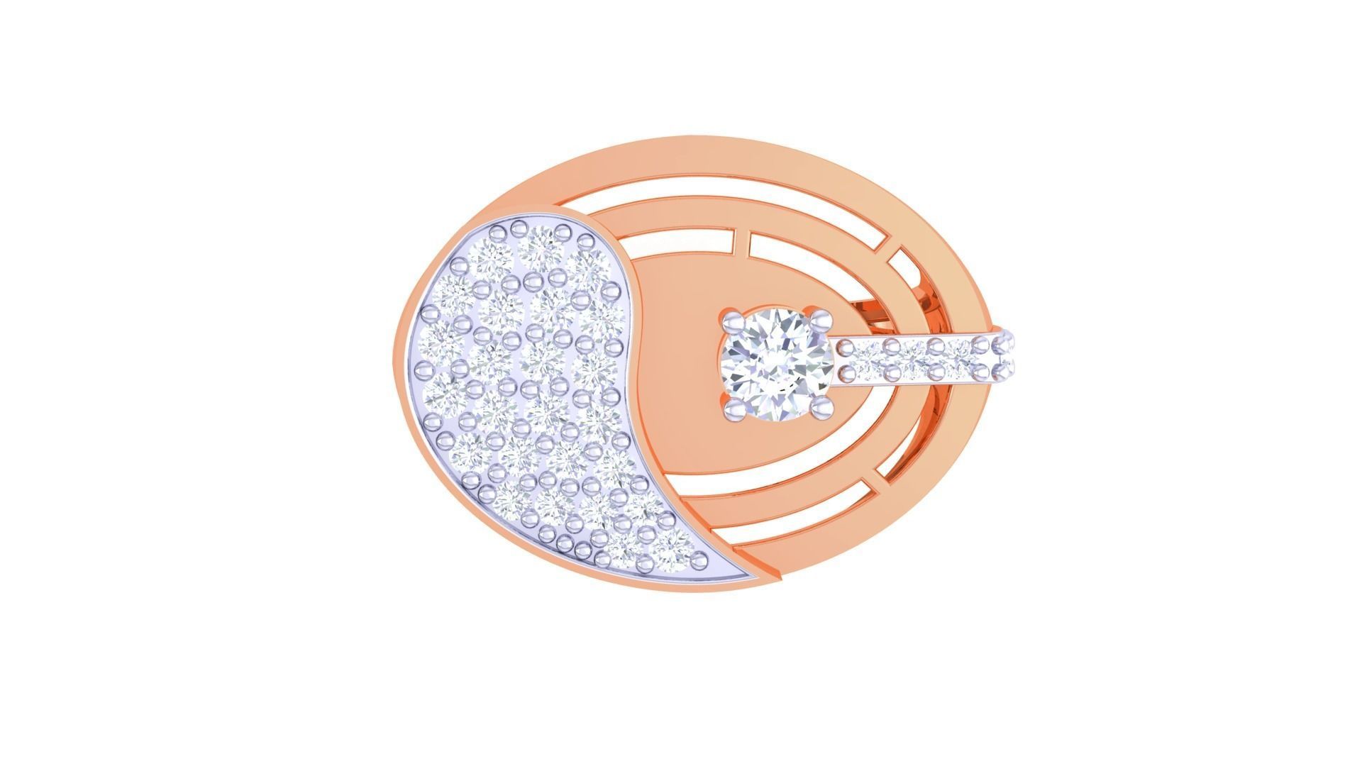 Solitaire Men Groom Gents Diamond Ring 3dm stl obj mtl 3mf glb 3D print model_7