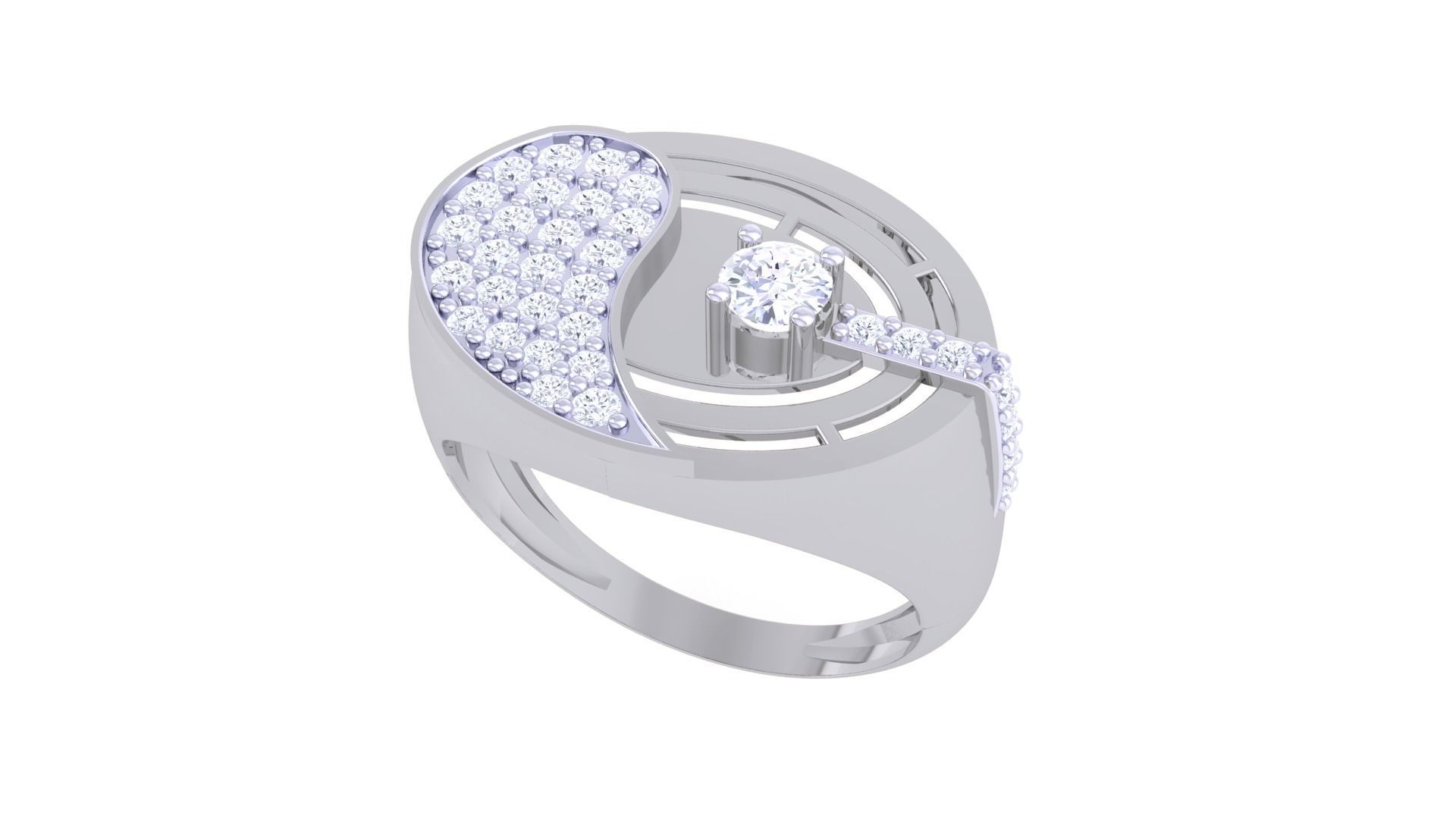 Solitaire Men Groom Gents Diamond Ring 3dm stl obj mtl 3mf glb 3D print model_1