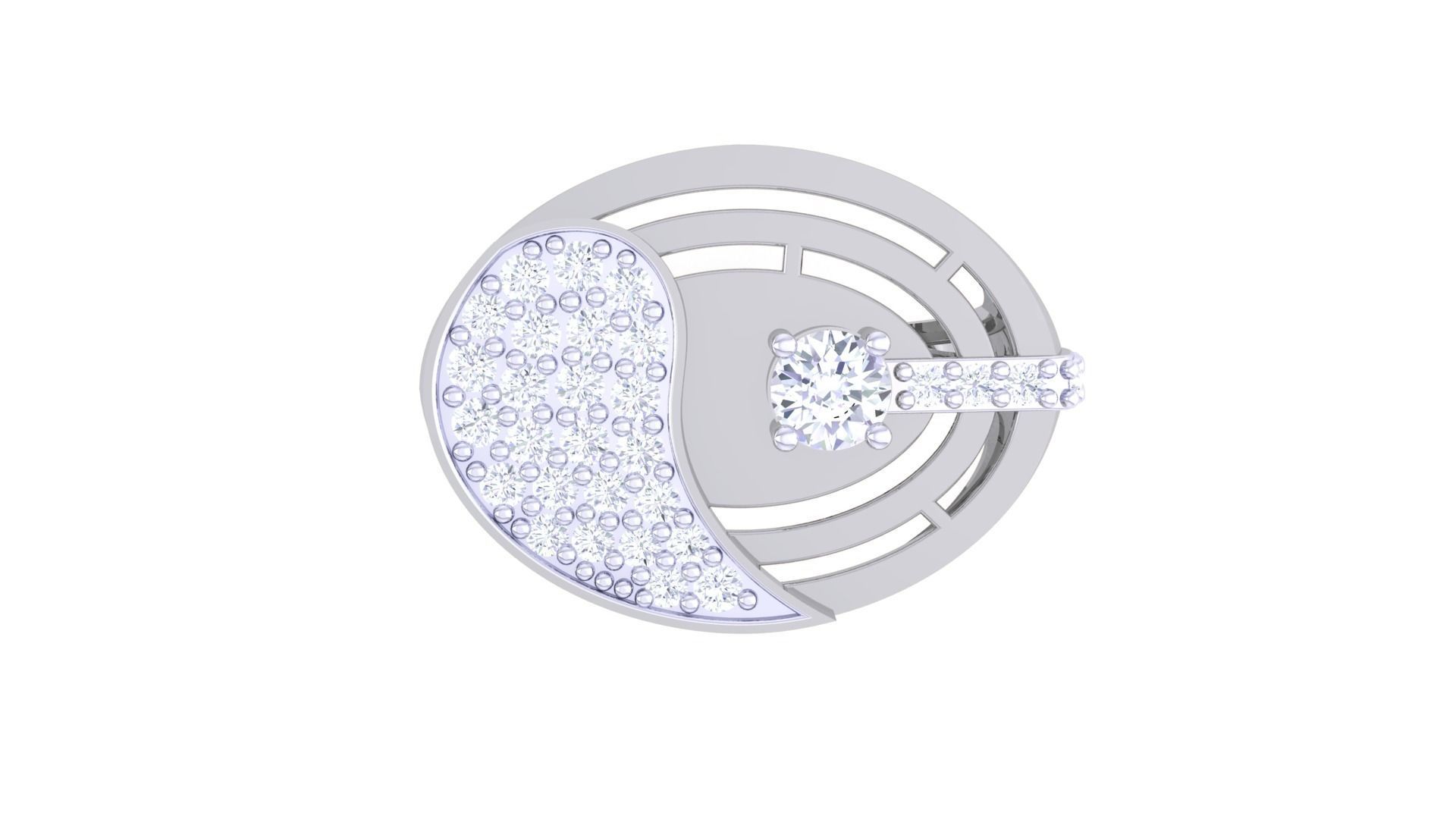 Solitaire Men Groom Gents Diamond Ring 3dm stl obj mtl 3mf glb 3D print model_4