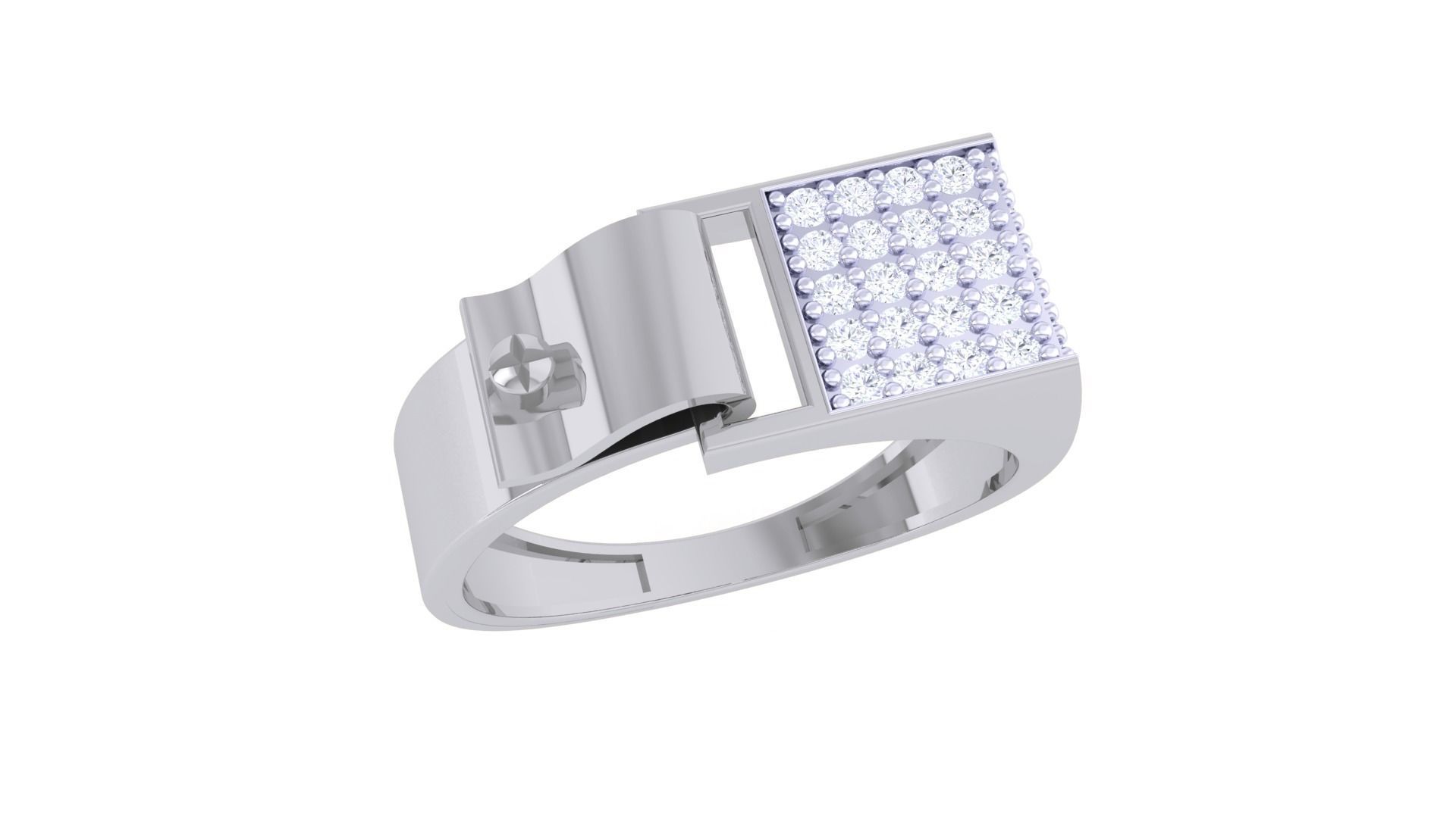 Screw Belt Lock Men Groom Gents Diamond Ring 3dm stl obj mtl 3mf 3D print model_1