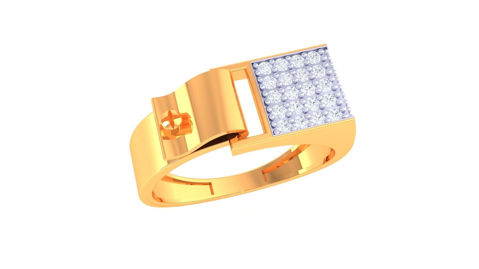 Screw Belt Lock Men Groom Gents Diamond Ring 3dm stl obj mtl 3mf 3D print model_2