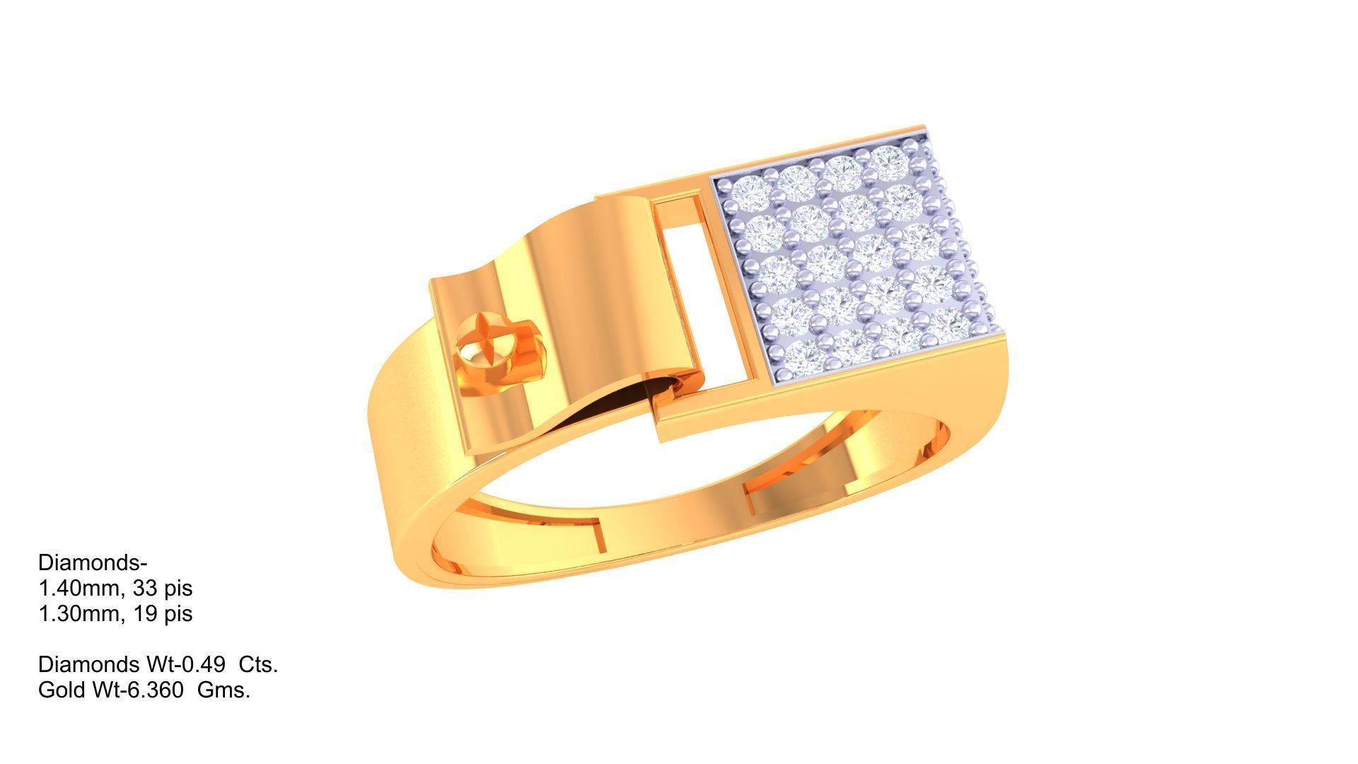 Screw Belt Lock Men Groom Gents Diamond Ring 3dm stl obj mtl 3mf 3D print model_4