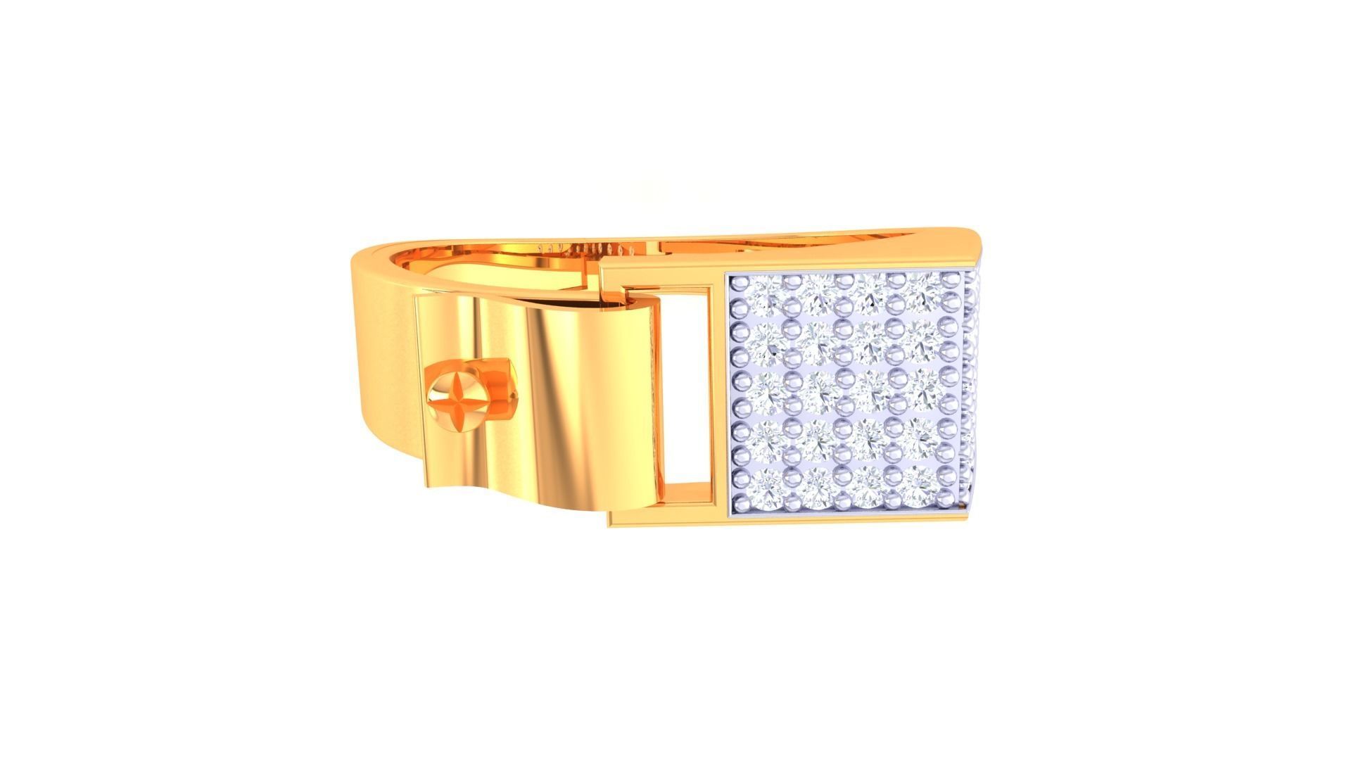 Screw Belt Lock Men Groom Gents Diamond Ring 3dm stl obj mtl 3mf 3D print model_6