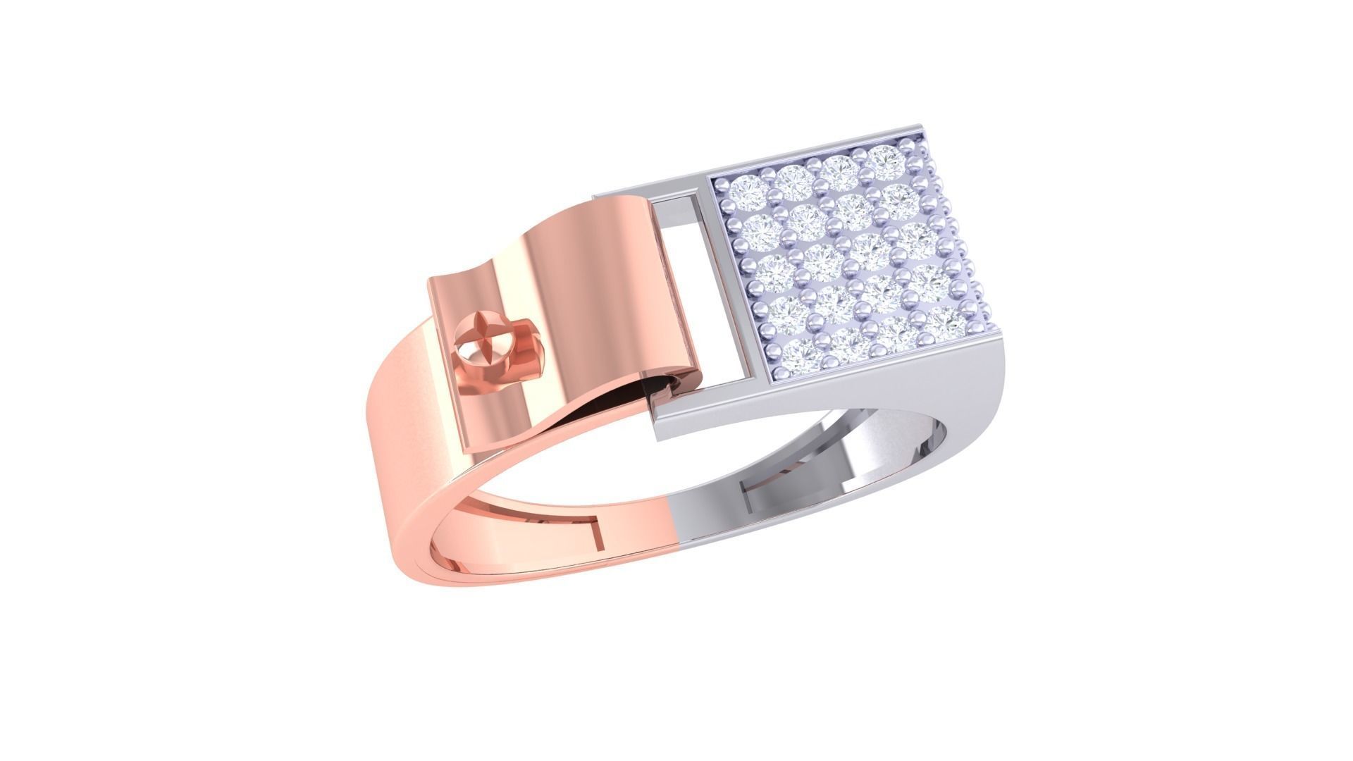 Screw Belt Lock Men Groom Gents Diamond Ring 3dm stl obj mtl 3mf 3D print model_3