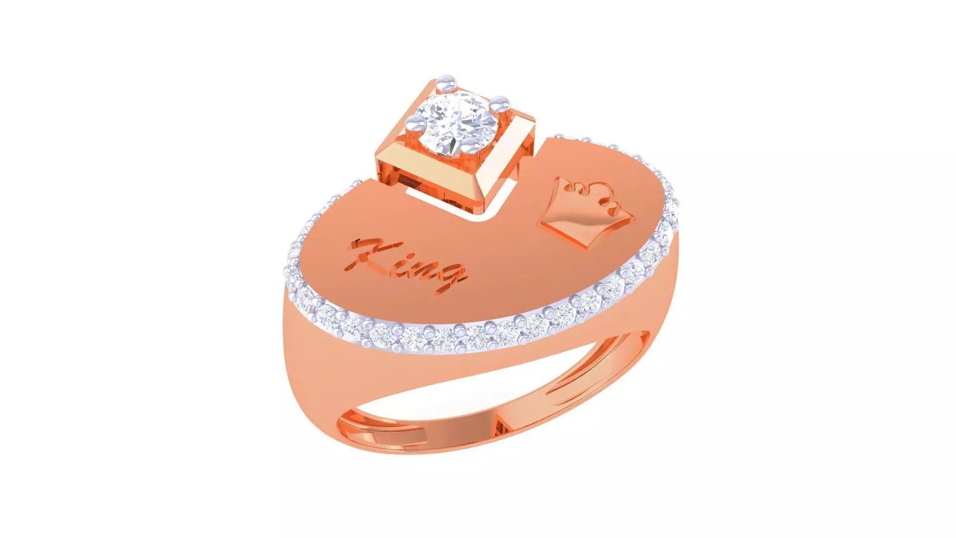 King Men Groom Gents Diamond Ring 3dm stl obj mtl 3mf glb 3D print model_0