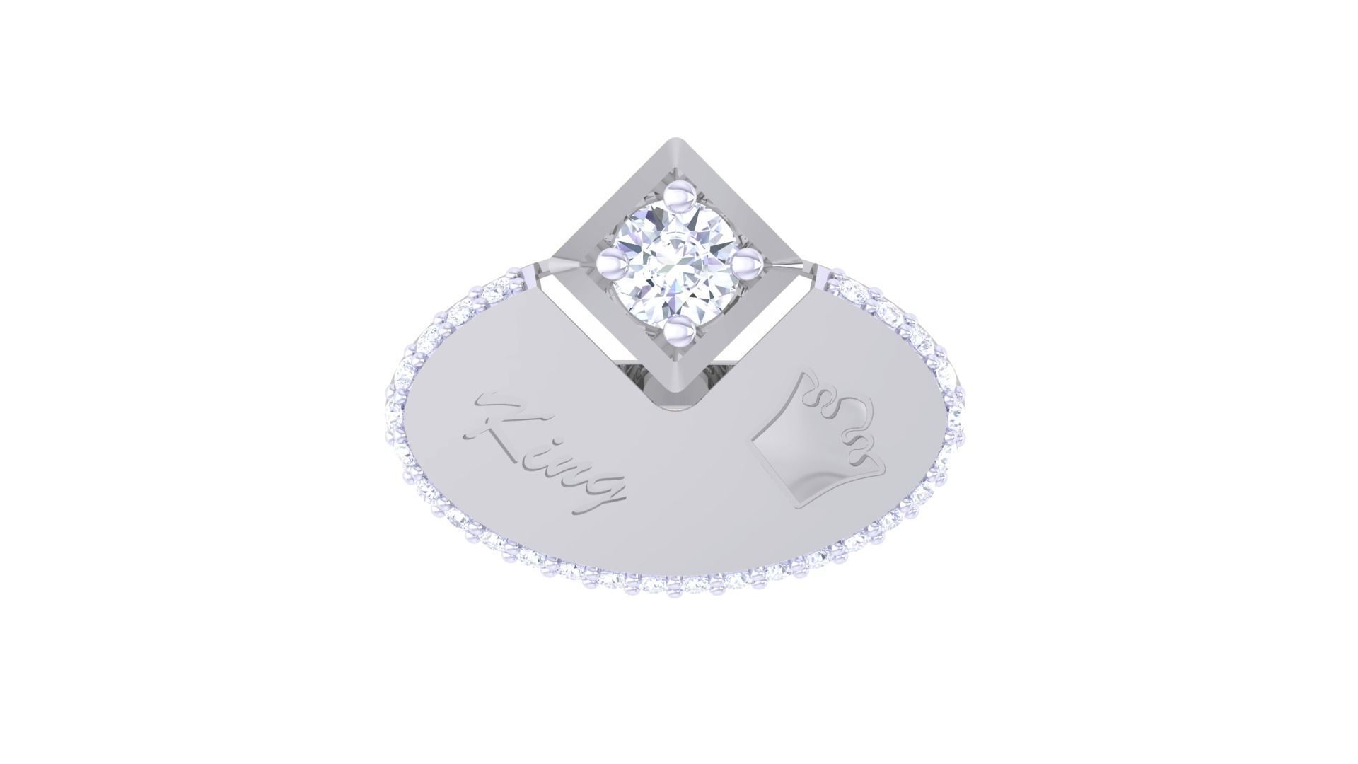 King Men Groom Gents Diamond Ring 3dm stl obj mtl 3mf glb 3D print model_6