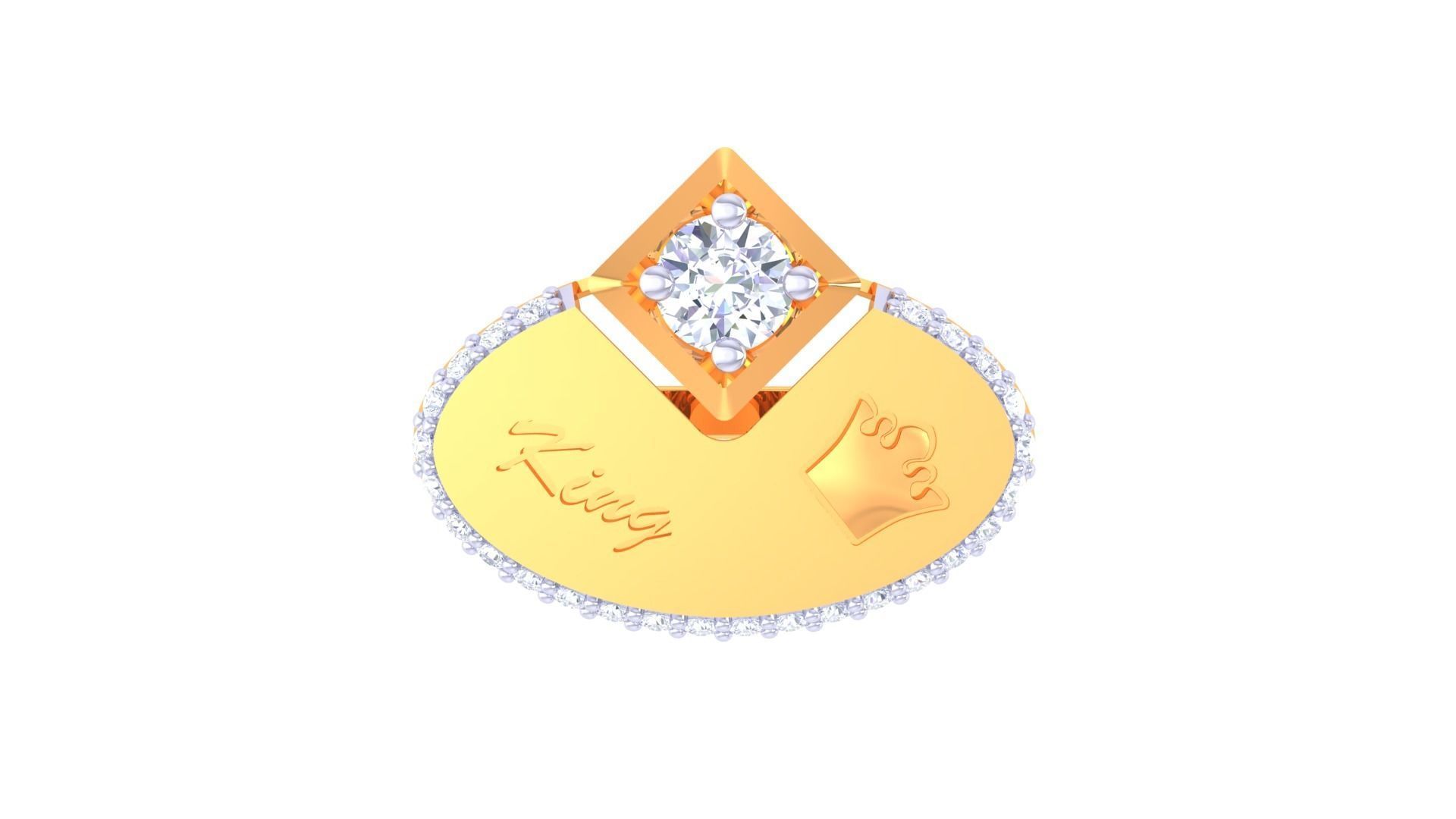 King Men Groom Gents Diamond Ring 3dm stl obj mtl 3mf glb 3D print model_5