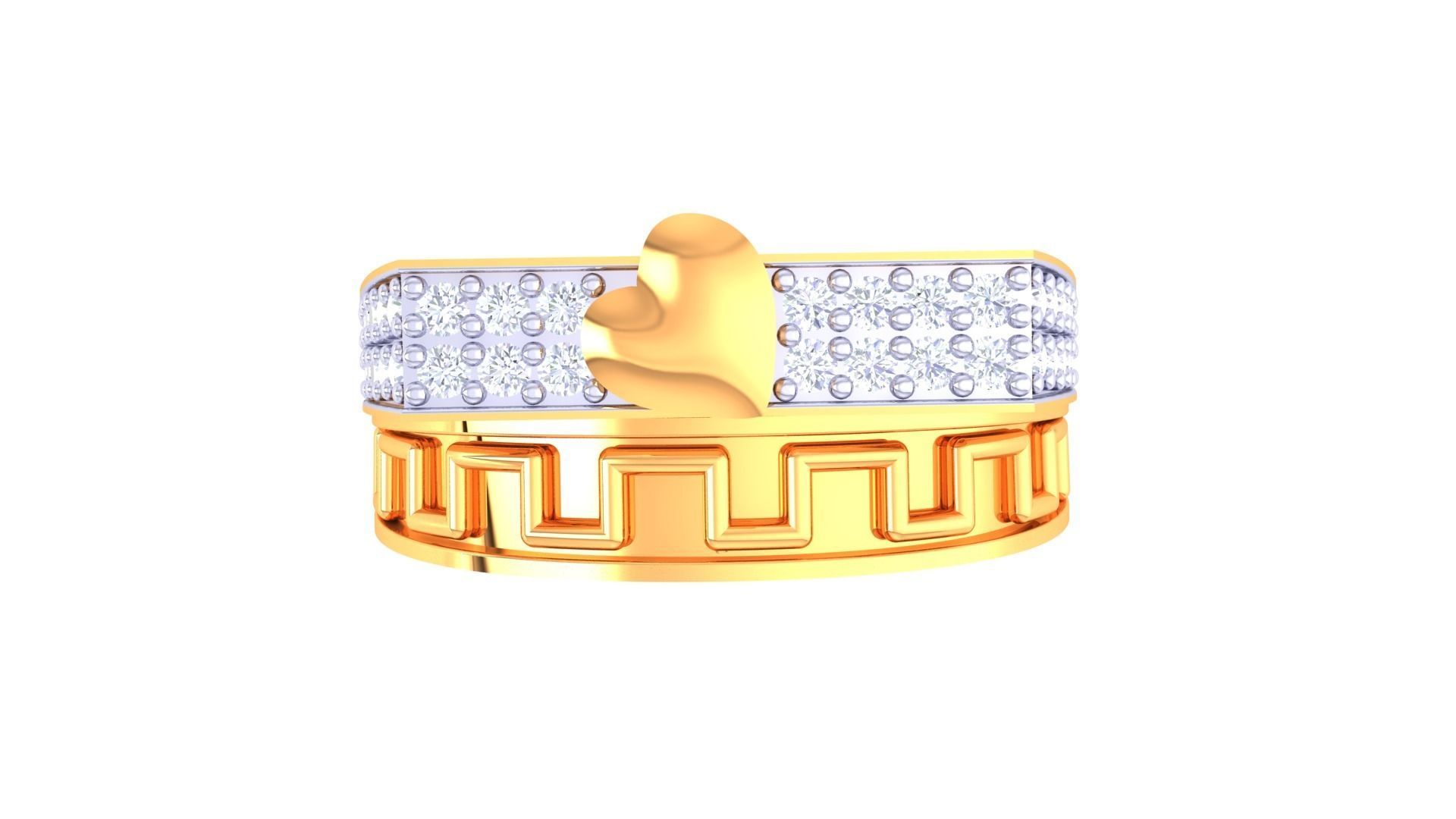 Heart Men Groom Gents Diamond Ring 3dm stl obj mtl 3mf glb 3D print model_6