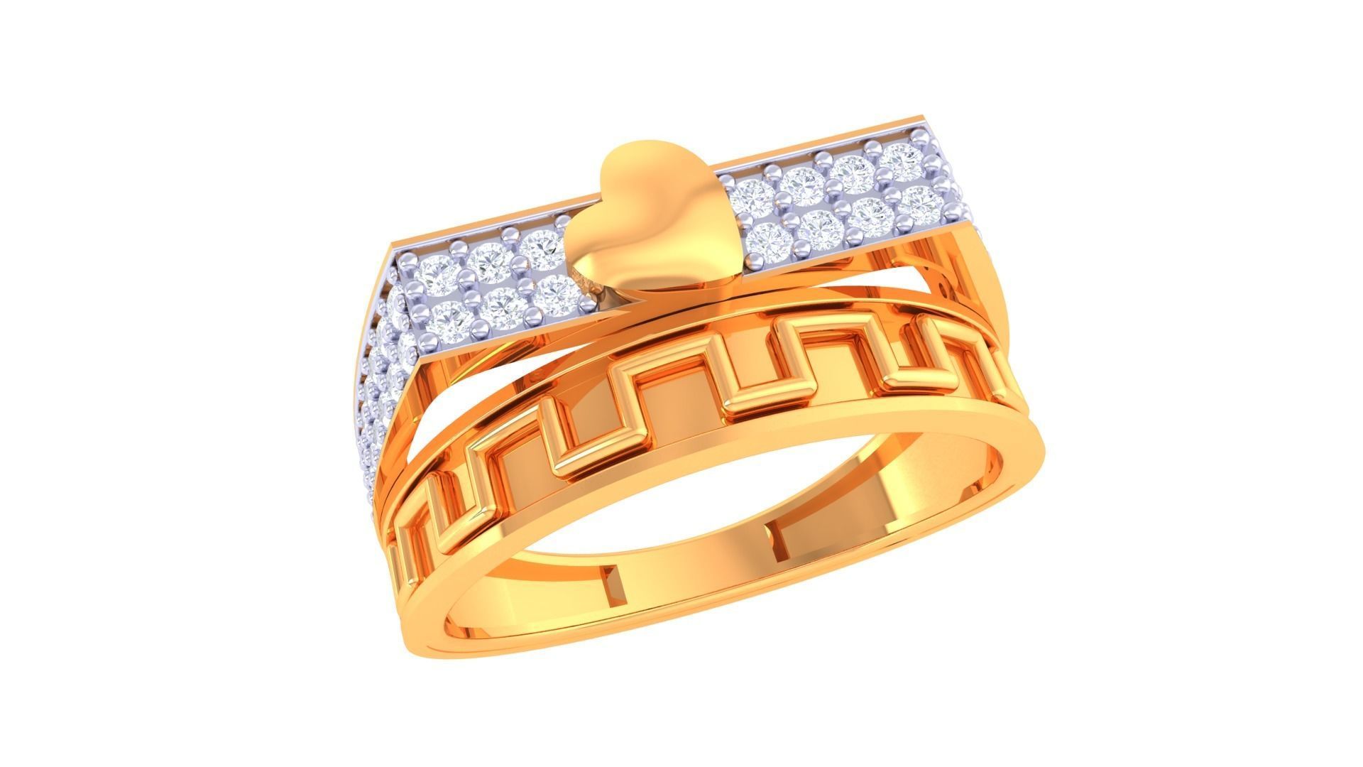 Heart Men Groom Gents Diamond Ring 3dm stl obj mtl 3mf glb 3D print model_2