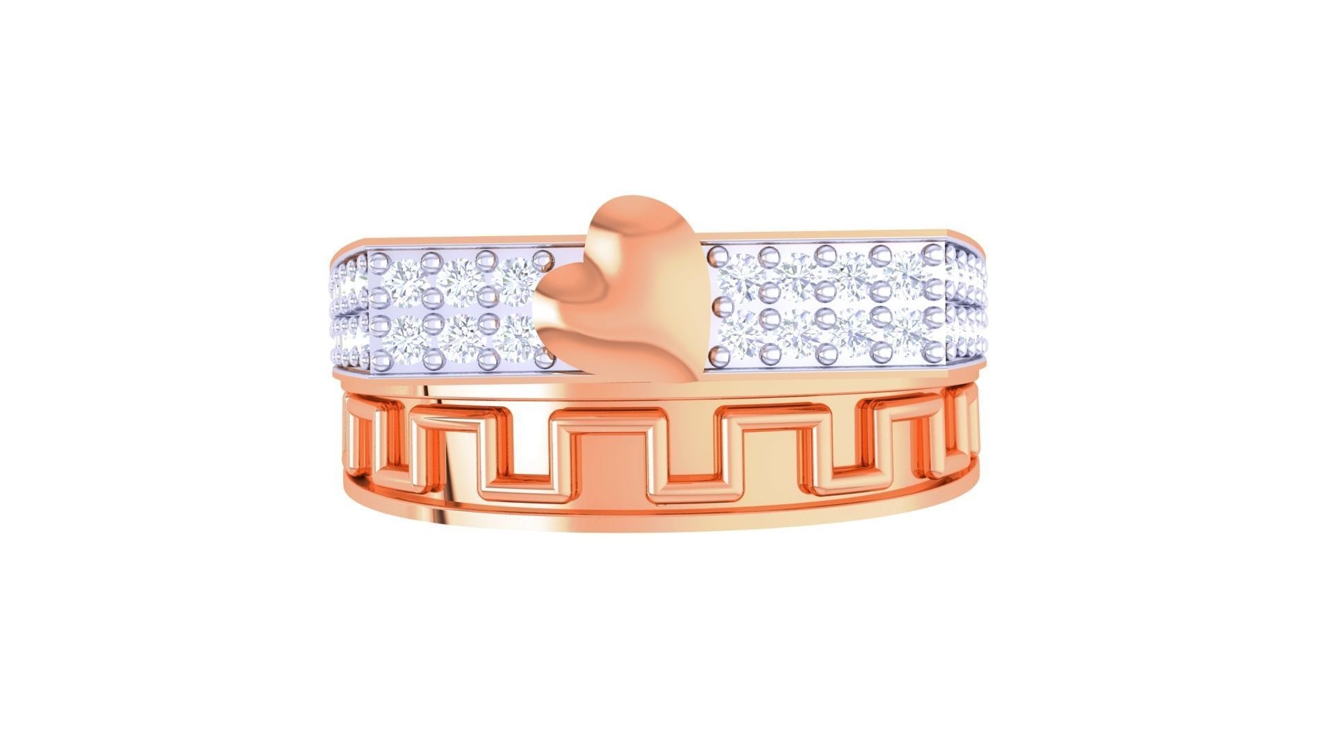 Heart Men Groom Gents Diamond Ring 3dm stl obj mtl 3mf glb 3D print model_5