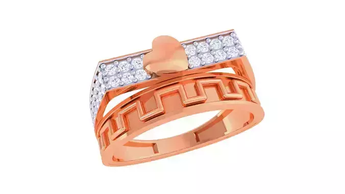 Heart Men Groom Gents Diamond Ring 3dm stl obj mtl 3mf glb 3D print model