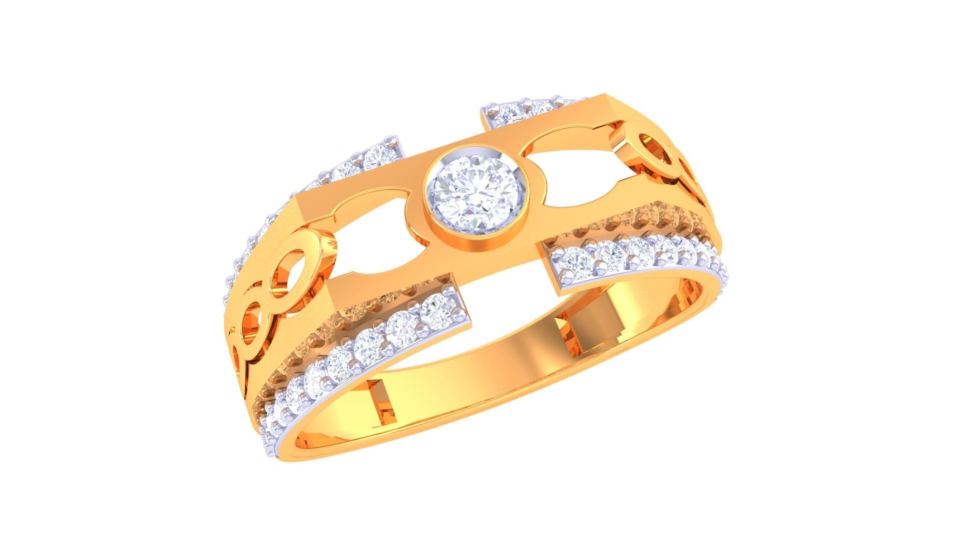 Solitaire Men Groom Gents Diamond Ring 3dm stl obj mtl 3mf glb 3D print model_2