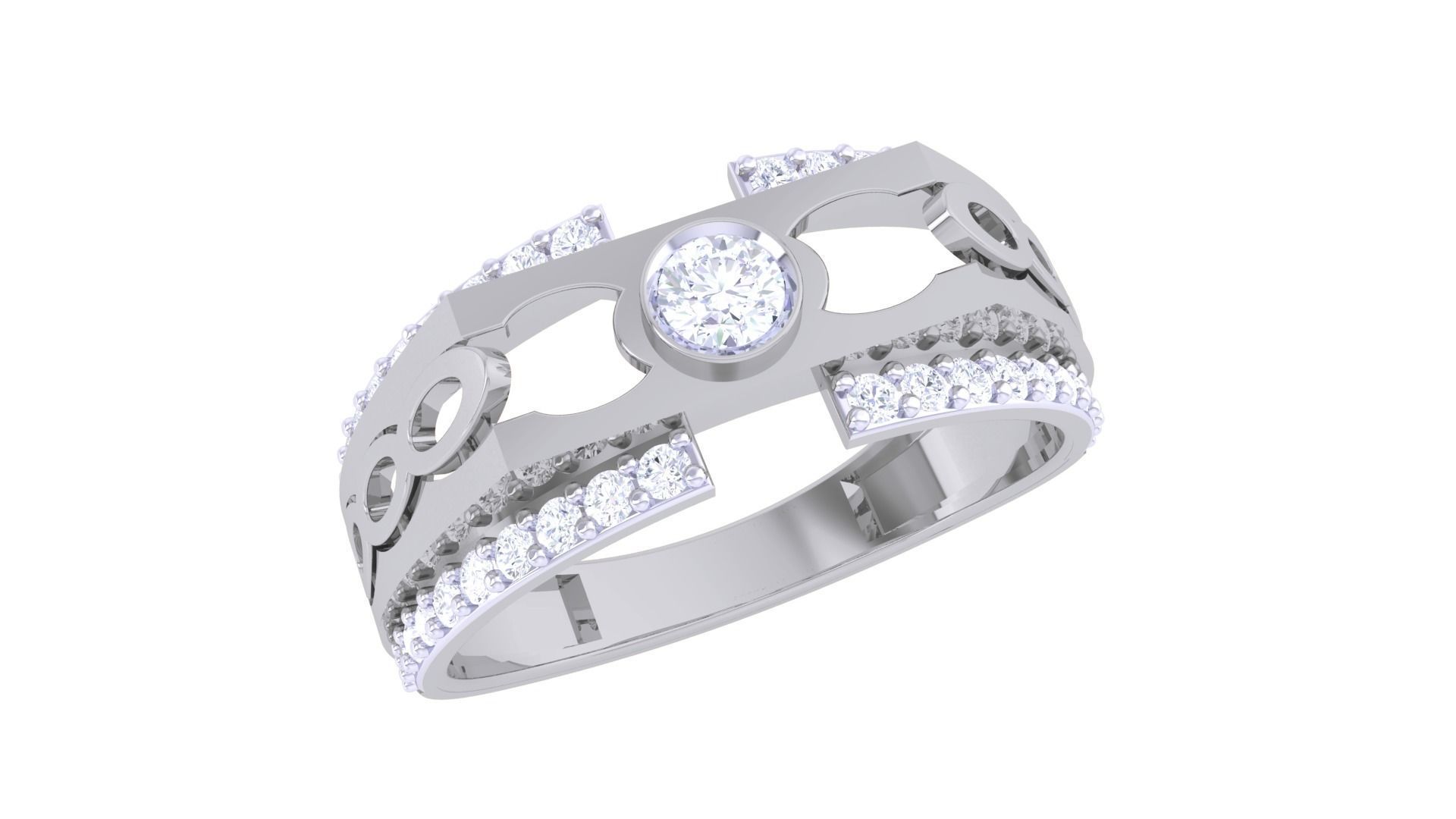 Solitaire Men Groom Gents Diamond Ring 3dm stl obj mtl 3mf glb 3D print model_1