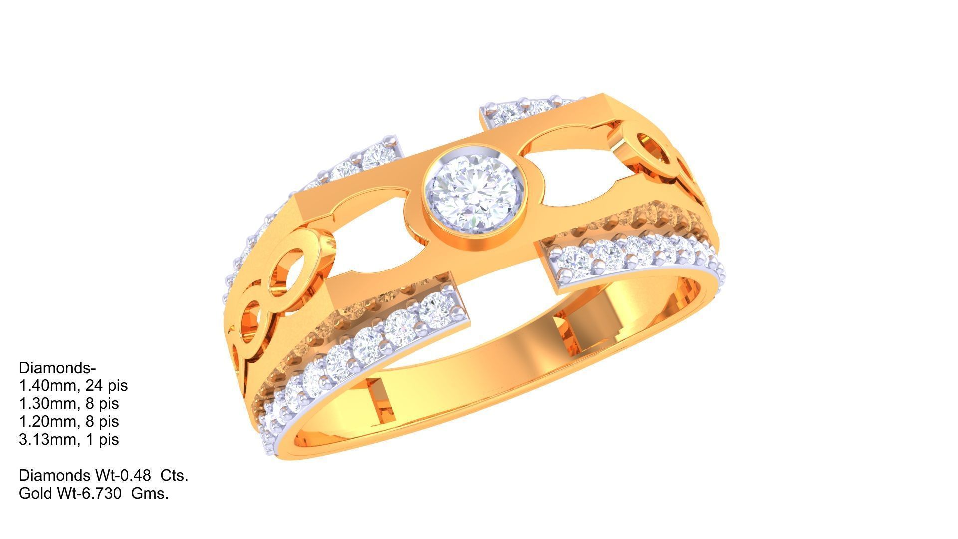 Solitaire Men Groom Gents Diamond Ring 3dm stl obj mtl 3mf glb 3D print model_4