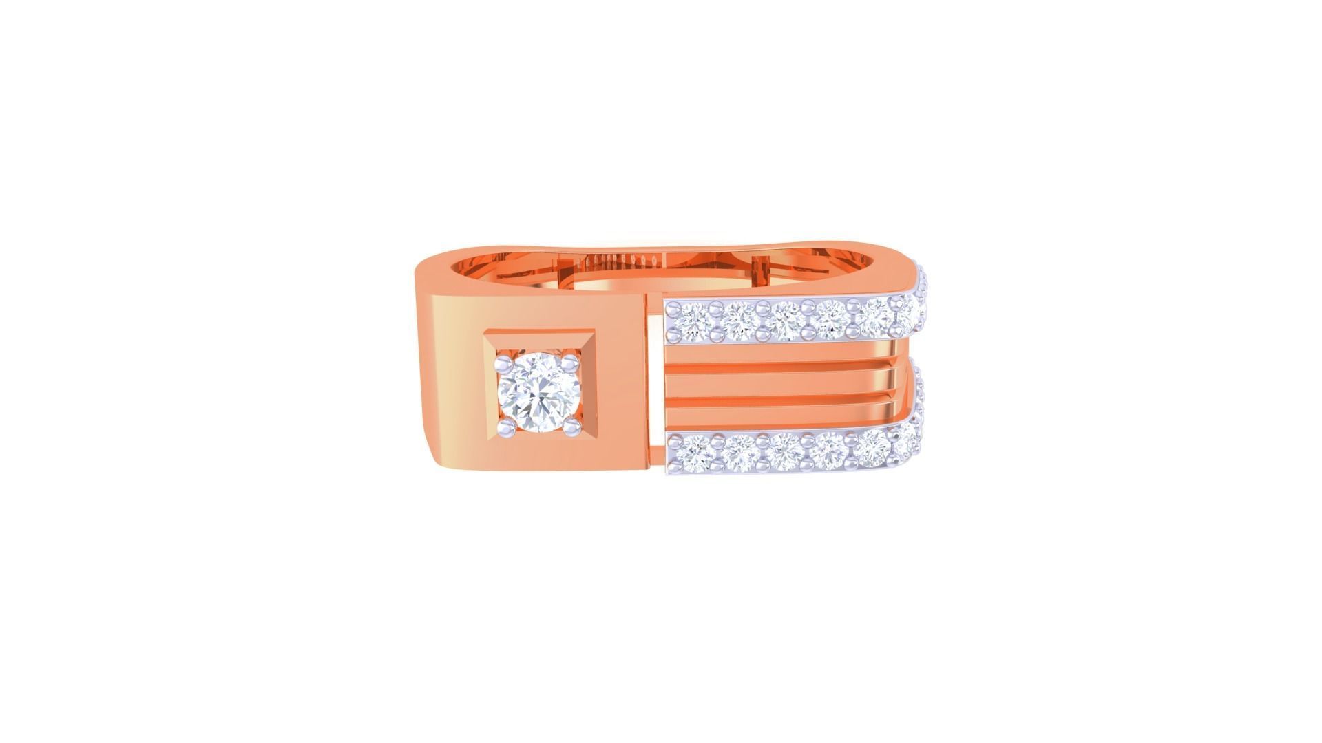 Solitaire Men Groom Gents Diamond Ring 3dm stl obj mtl 3mf glb 3D print model_6