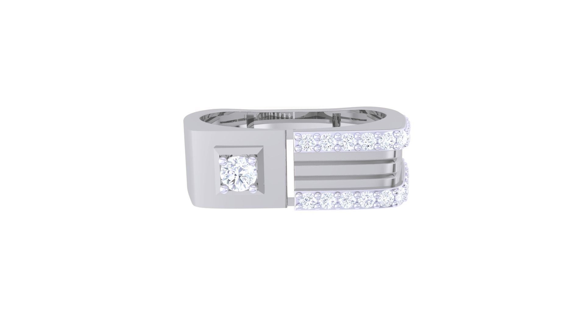 Solitaire Men Groom Gents Diamond Ring 3dm stl obj mtl 3mf glb 3D print model_7