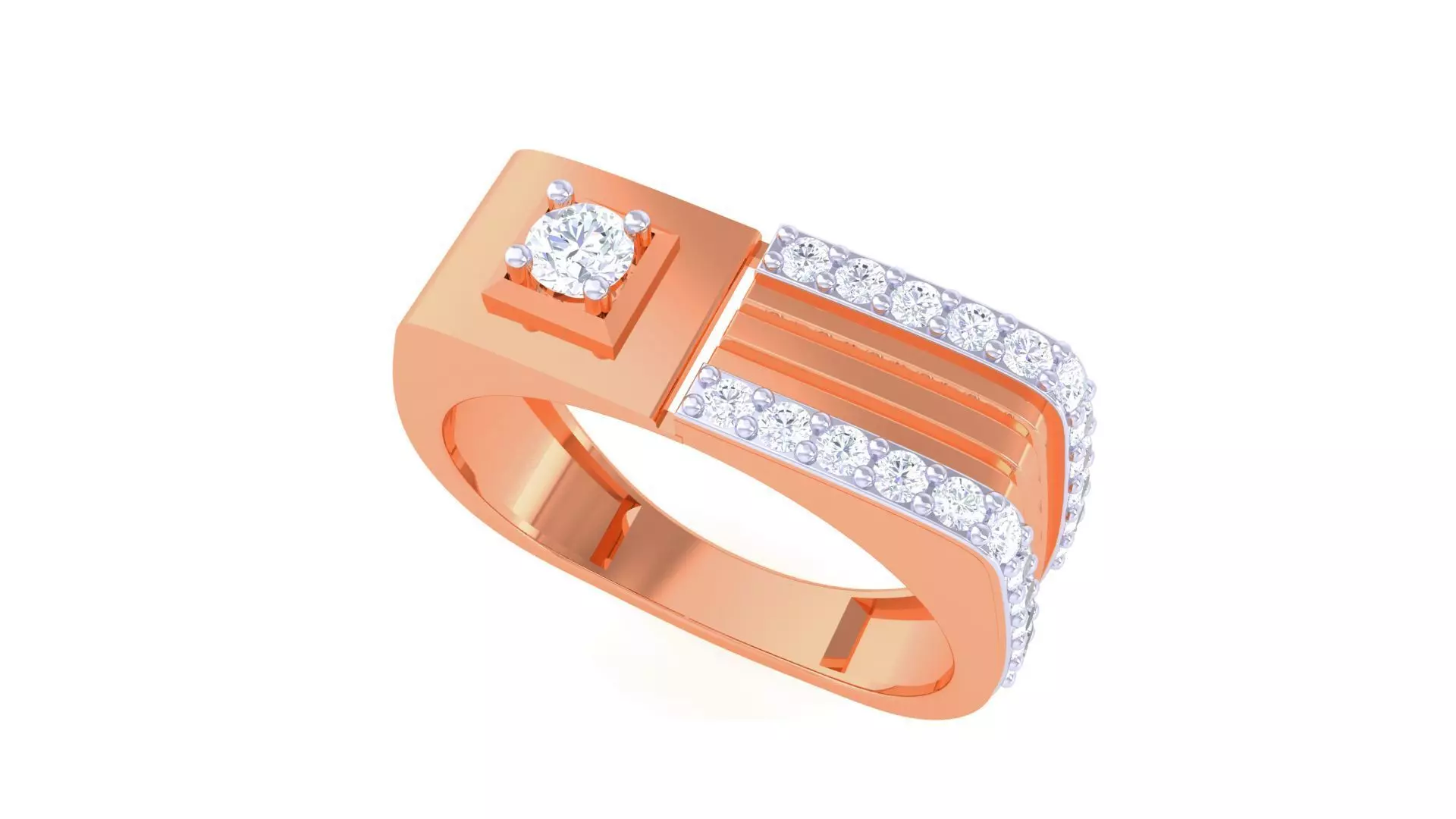 Solitaire Men Groom Gents Diamond Ring 3dm stl obj mtl 3mf glb 3D print model_0