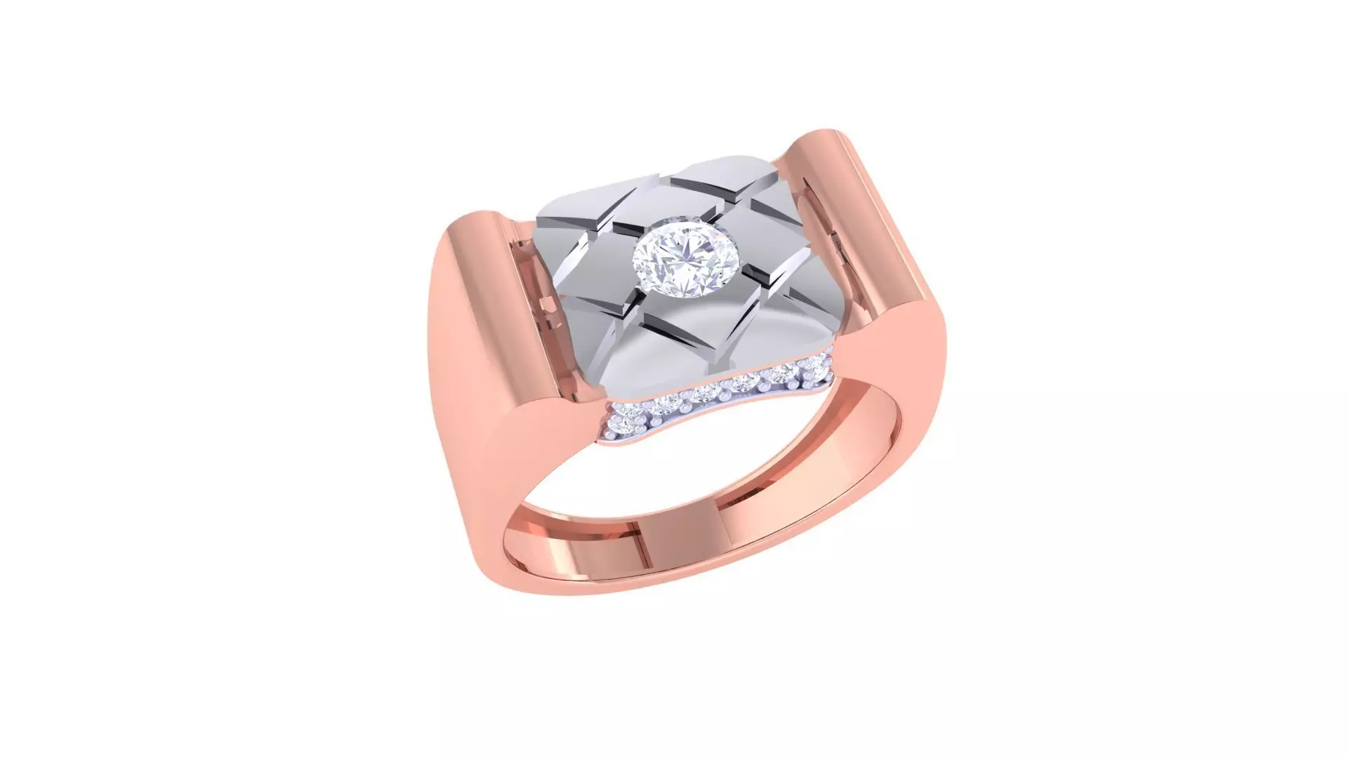 Solitaire Men Groom Gents Diamond Ring 3dm stl obj mtl 3mf glb 3D print model_0