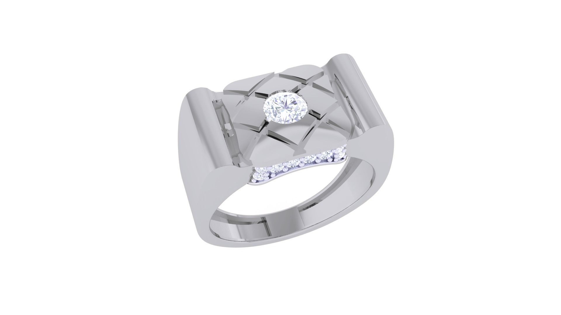 Solitaire Men Groom Gents Diamond Ring 3dm stl obj mtl 3mf glb 3D print model_1