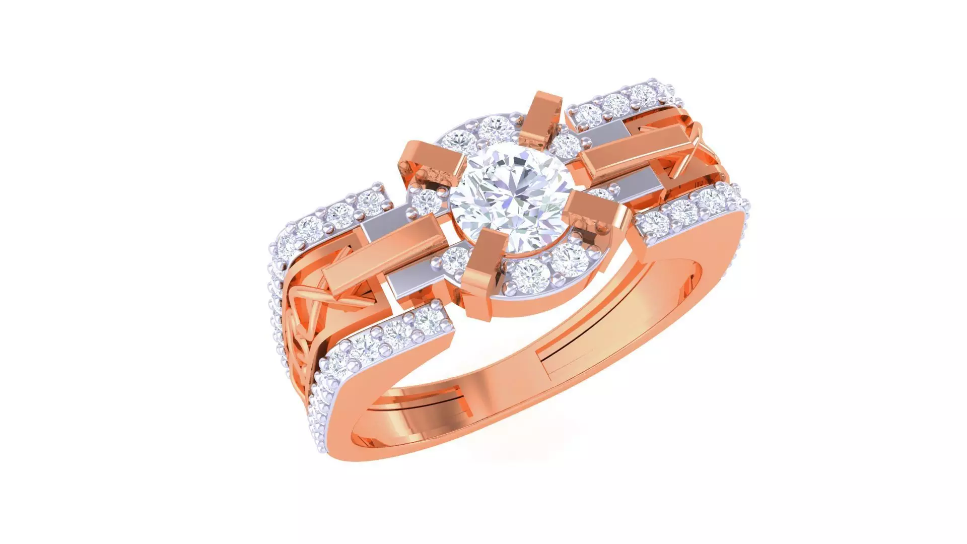 Solitaire Men Groom Gents Diamond Ring 3dm stl obj mtl 3mf glb 3D print model_0