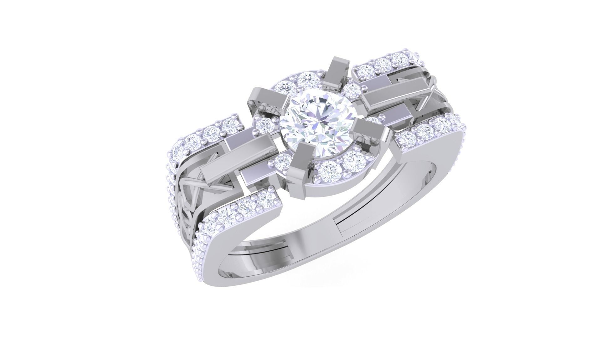 Solitaire Men Groom Gents Diamond Ring 3dm stl obj mtl 3mf glb 3D print model_2