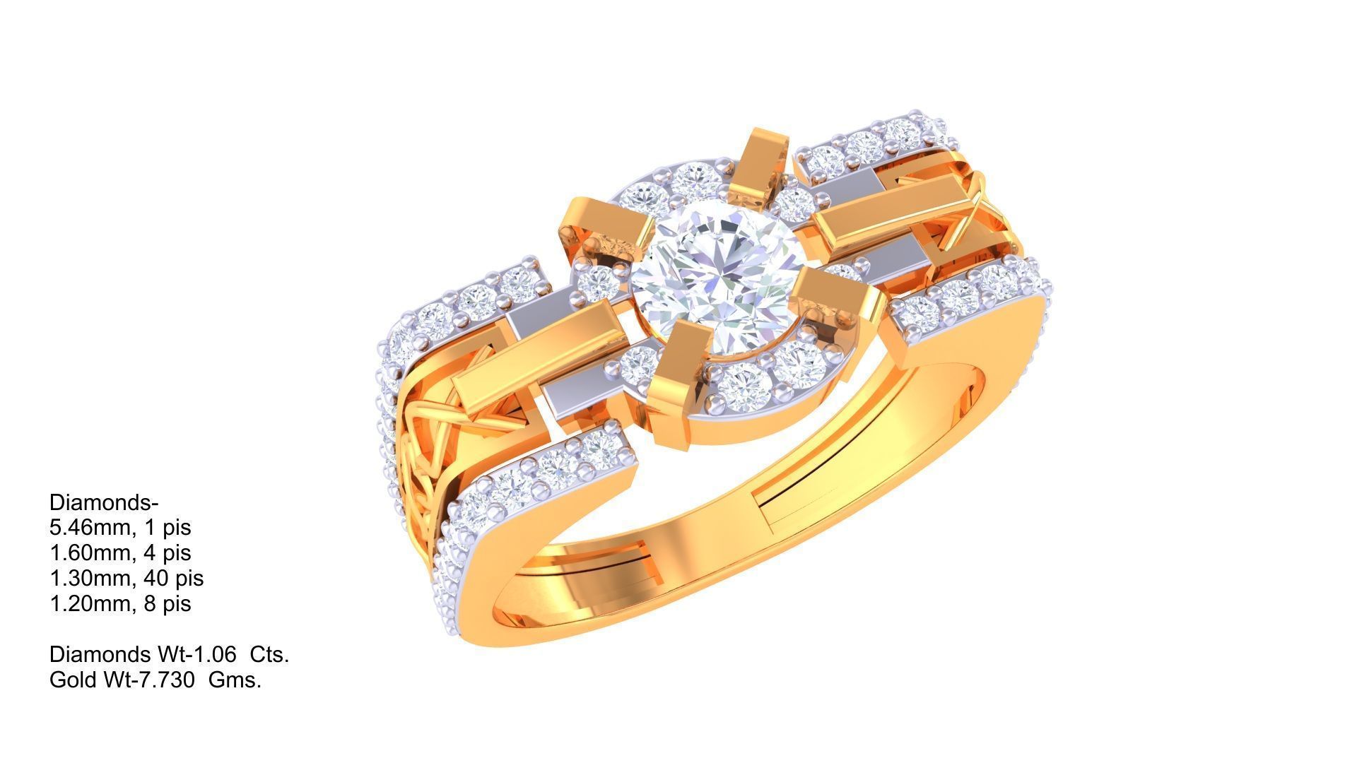 Solitaire Men Groom Gents Diamond Ring 3dm stl obj mtl 3mf glb 3D print model_4