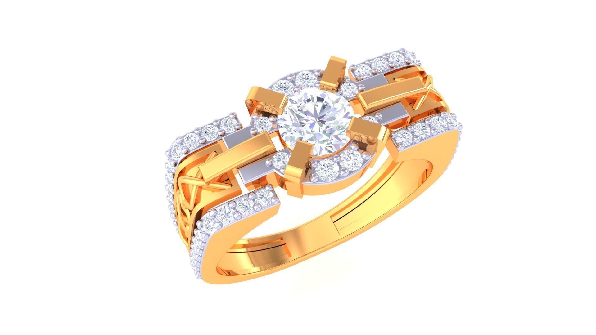 Solitaire Men Groom Gents Diamond Ring 3dm stl obj mtl 3mf glb 3D print model_1