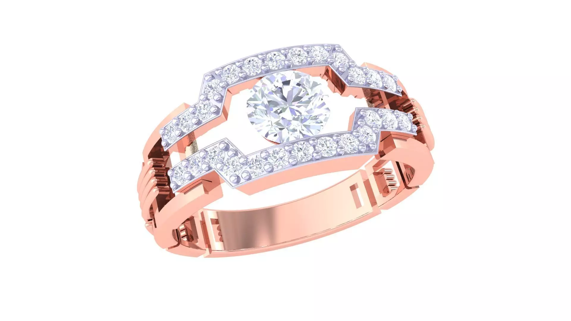 Solitaire Men Groom Gents Diamond Ring 3dm stl obj mtl 3mf glb 3D print model_0