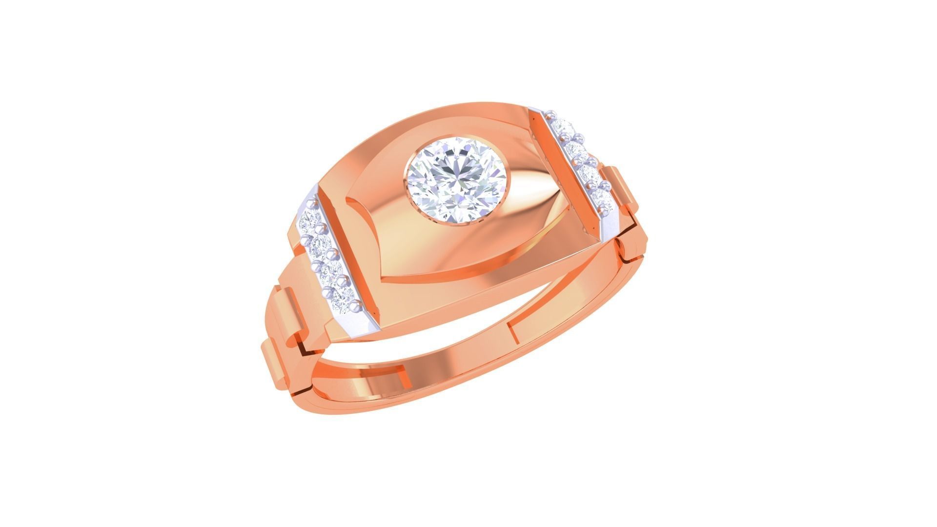 Solitaire Men Groom Gents Diamond Ring 3dm stl obj mtl 3mf glb 3D print model_3