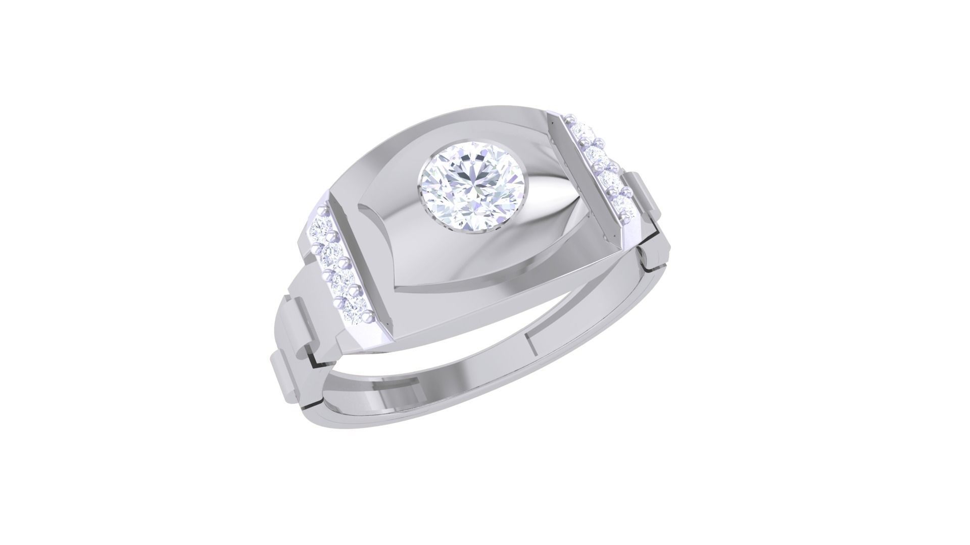 Solitaire Men Groom Gents Diamond Ring 3dm stl obj mtl 3mf glb 3D print model_1