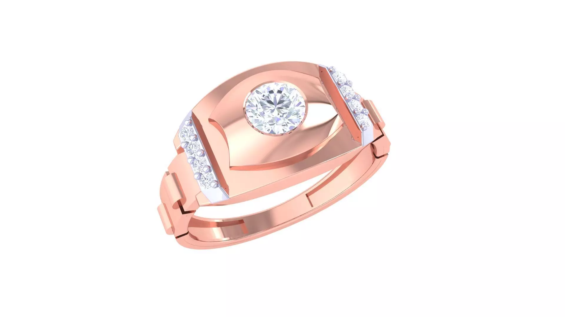 Solitaire Men Groom Gents Diamond Ring 3dm stl obj mtl 3mf glb 3D print model_0