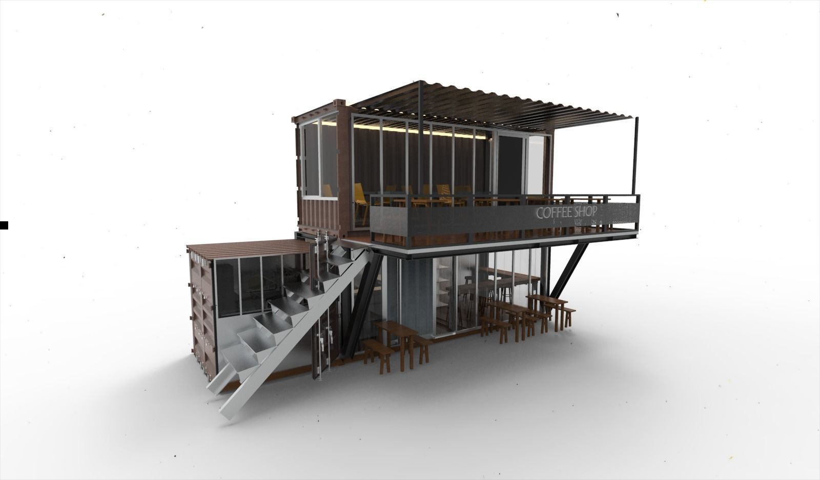 Coffee shop cafe 3D model_4