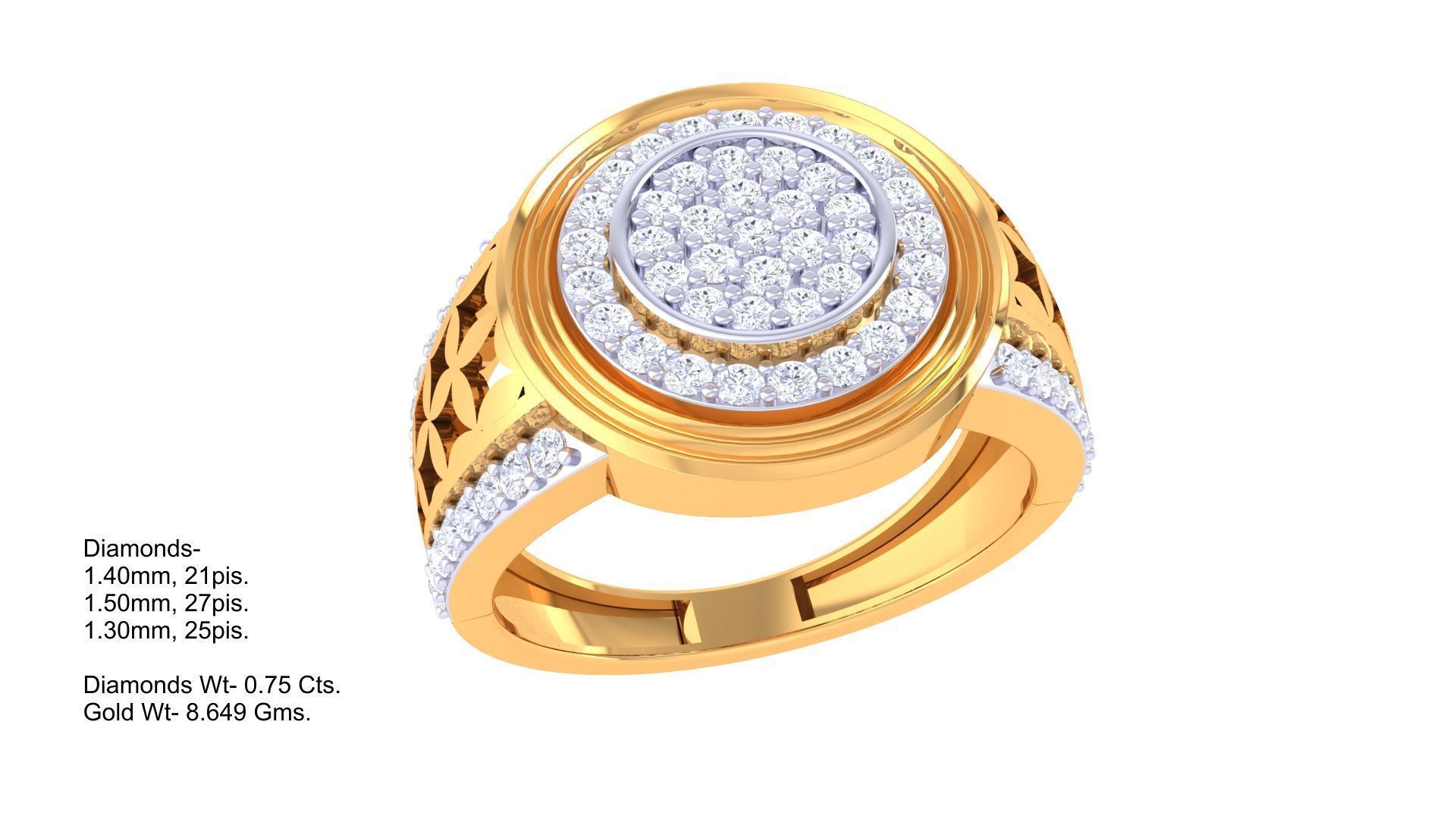 Men Groom Gents Diamond Ring 3dm stl obj mtl 3mf glb 3D print model_4