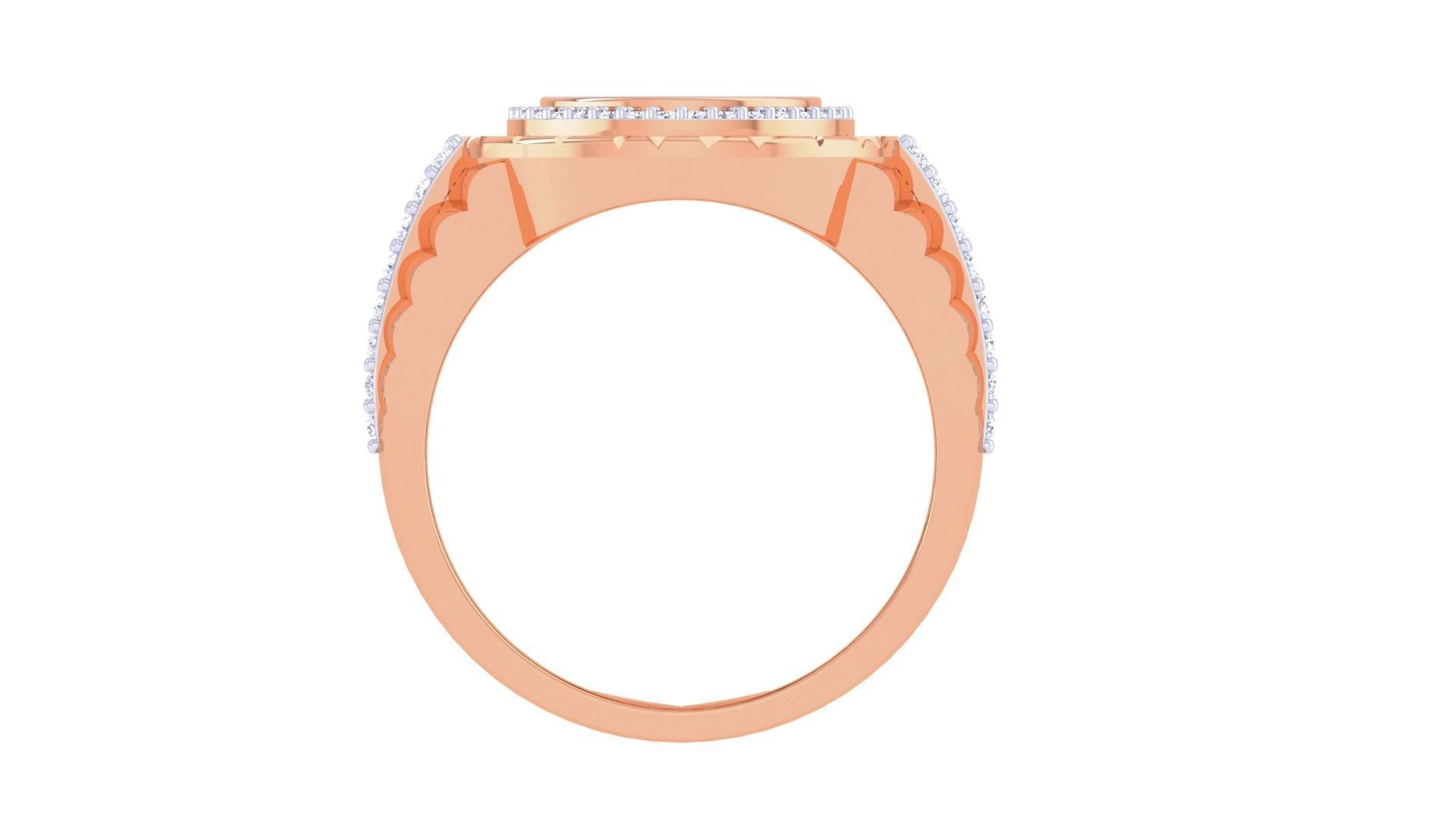 Men Groom Gents Diamond Head Ring 3dm stl obj mtl 3mf glb 3D print model_10