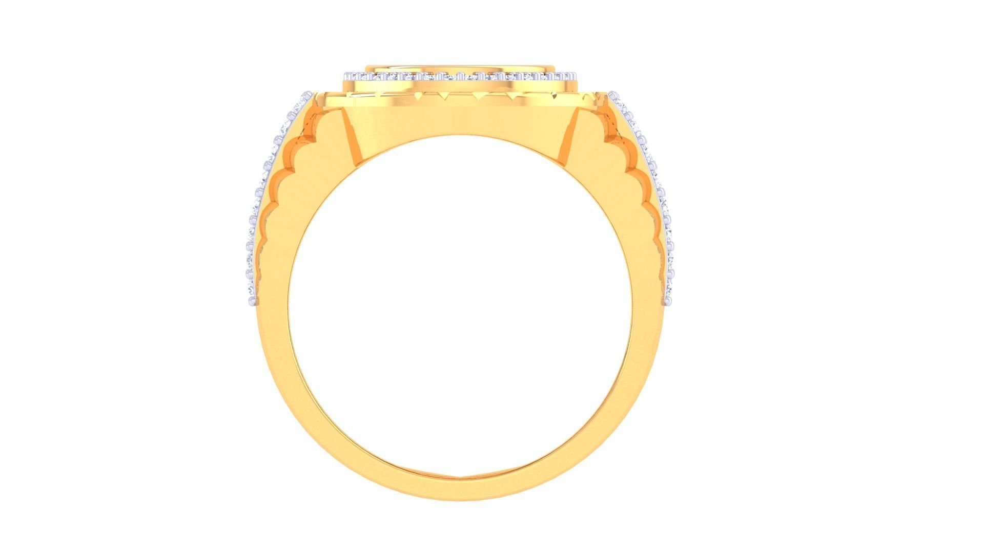 Men Groom Gents Diamond Head Ring 3dm stl obj mtl 3mf glb 3D print model_11