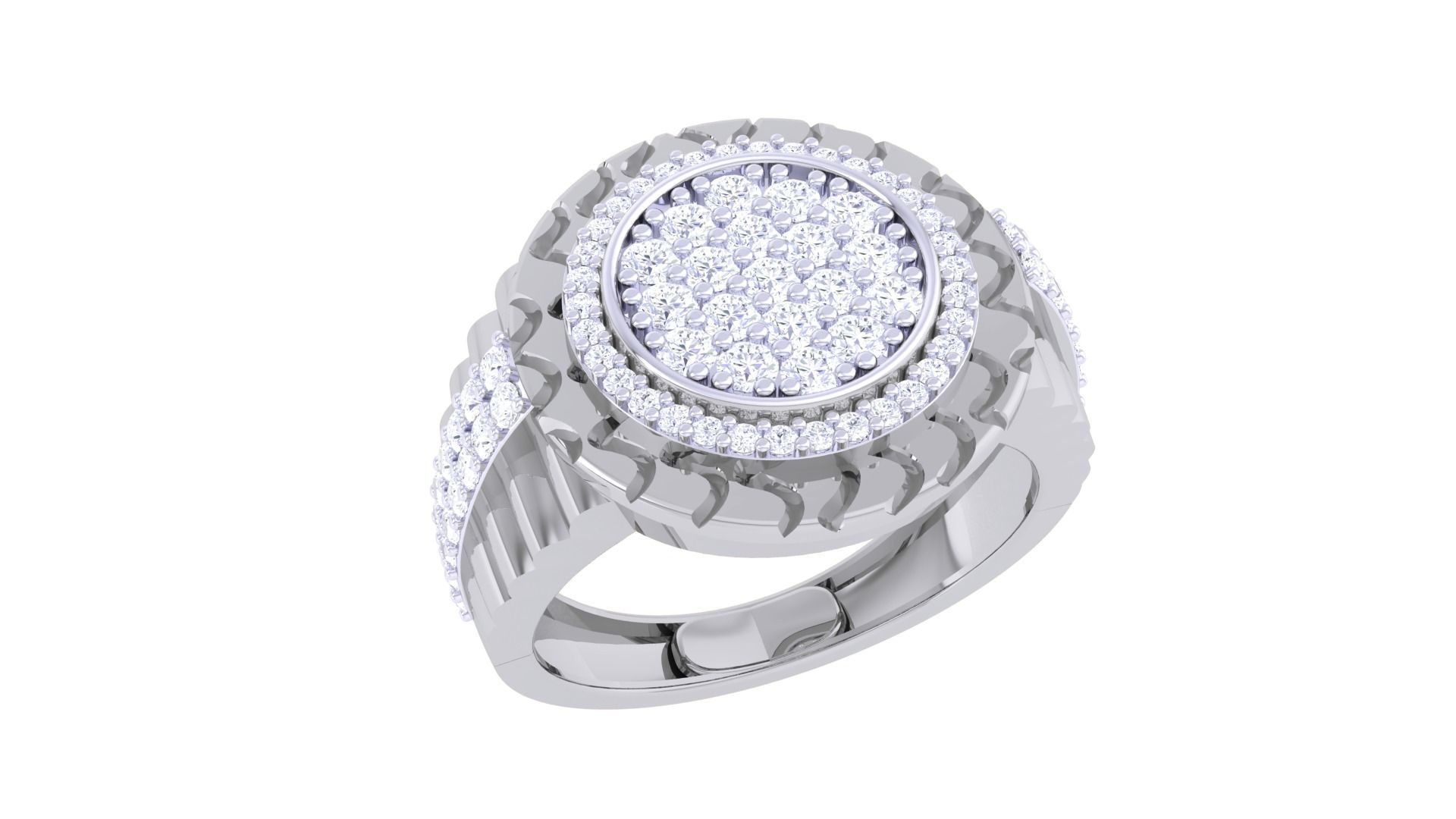 Men Groom Gents Diamond Head Ring 3dm stl obj mtl 3mf glb 3D print model_1