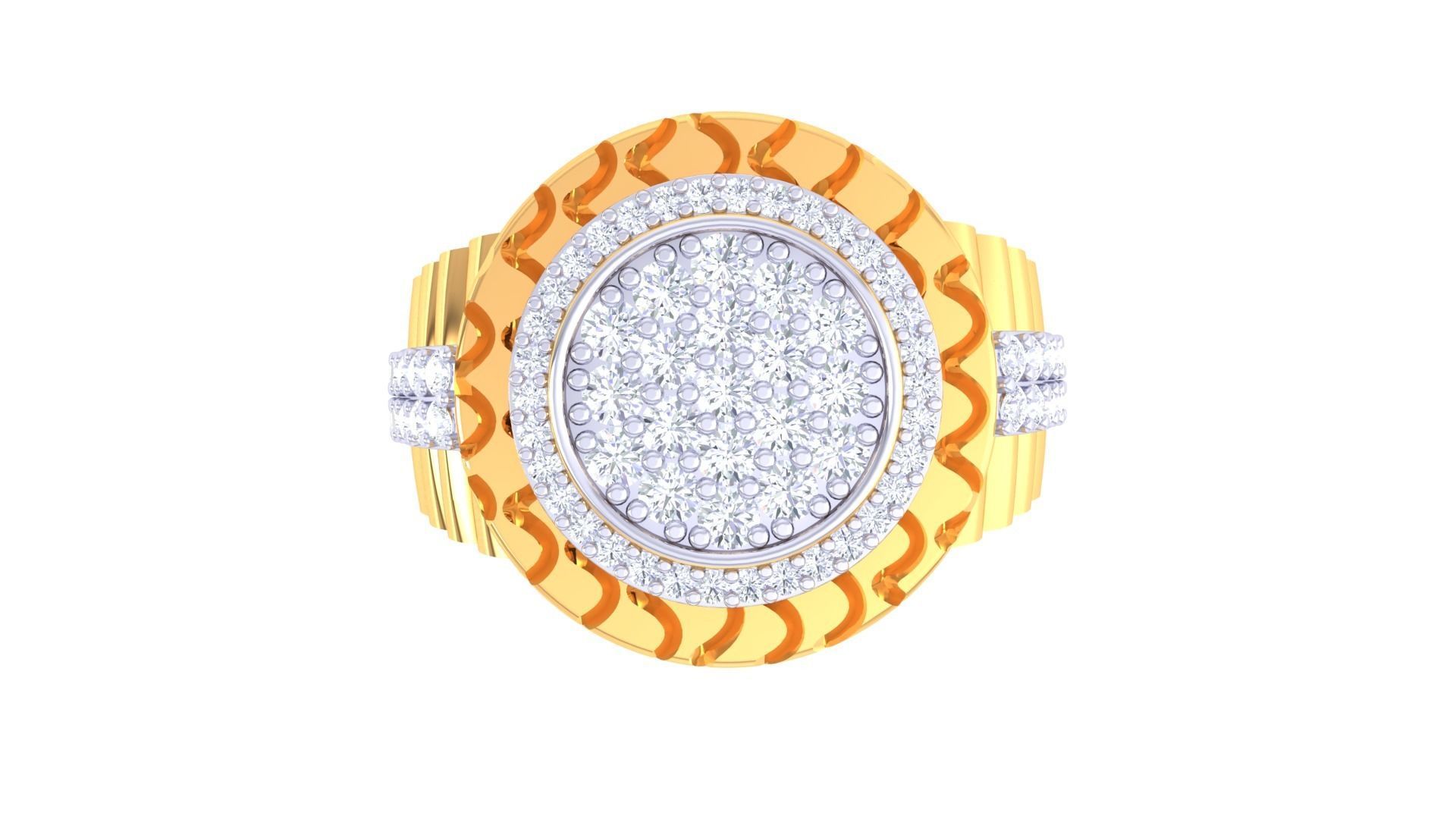 Men Groom Gents Diamond Head Ring 3dm stl obj mtl 3mf glb 3D print model_8