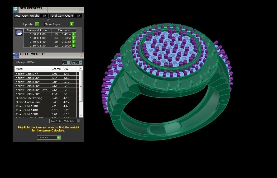 Men Groom Gents Diamond Head Ring 3dm stl obj mtl 3mf glb 3D print model_4