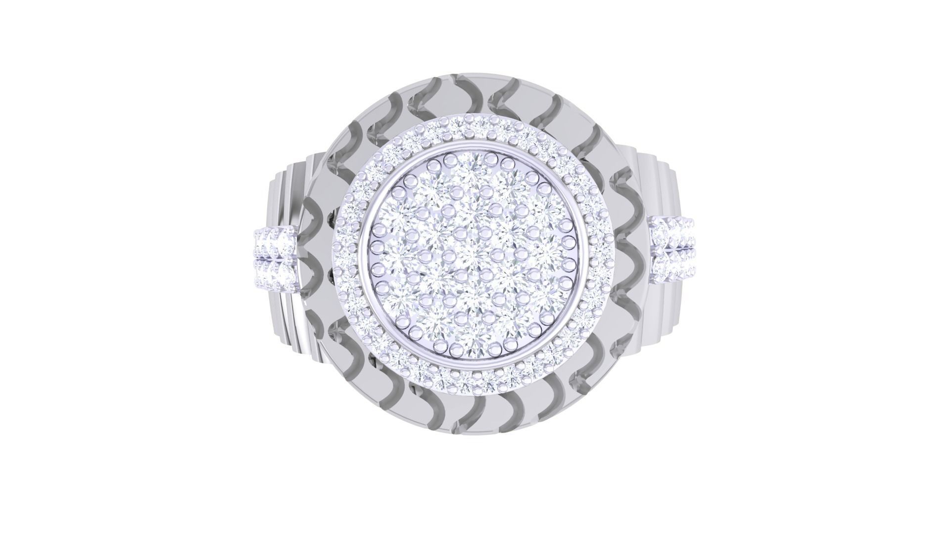 Men Groom Gents Diamond Head Ring 3dm stl obj mtl 3mf glb 3D print model_7