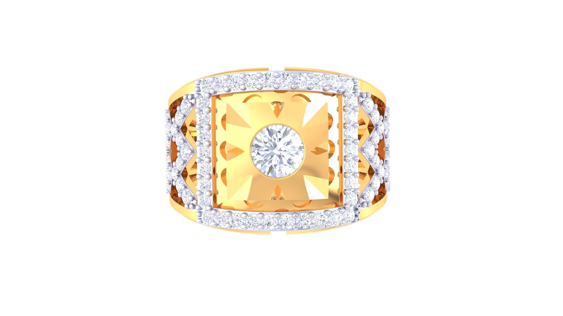 Solitaire Men Groom Gents Diamond Ring 3dm stl obj mtl 3mf glb 3D print model_8