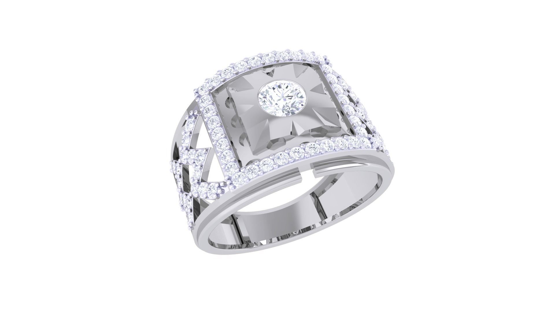 Solitaire Men Groom Gents Diamond Ring 3dm stl obj mtl 3mf glb 3D print model_1