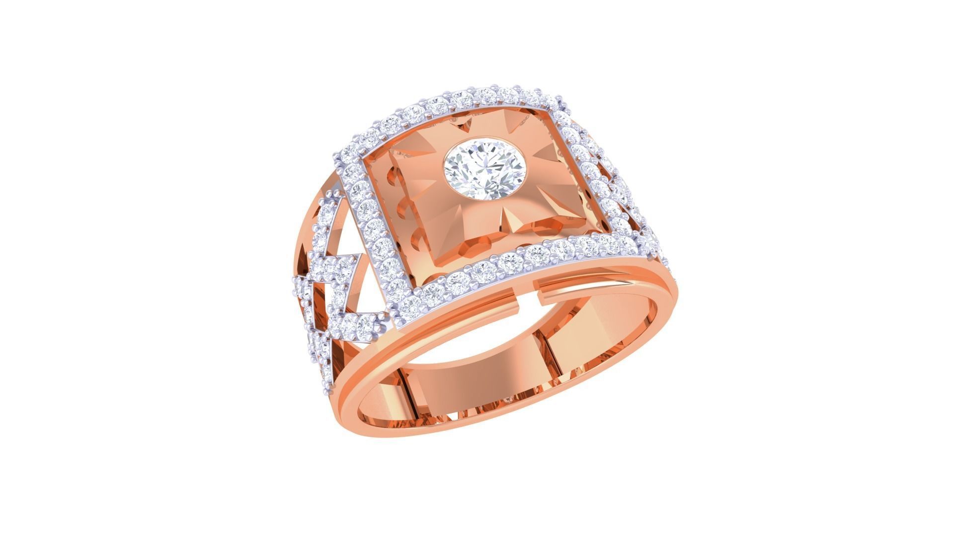 Solitaire Men Groom Gents Diamond Ring 3dm stl obj mtl 3mf glb 3D print model_5