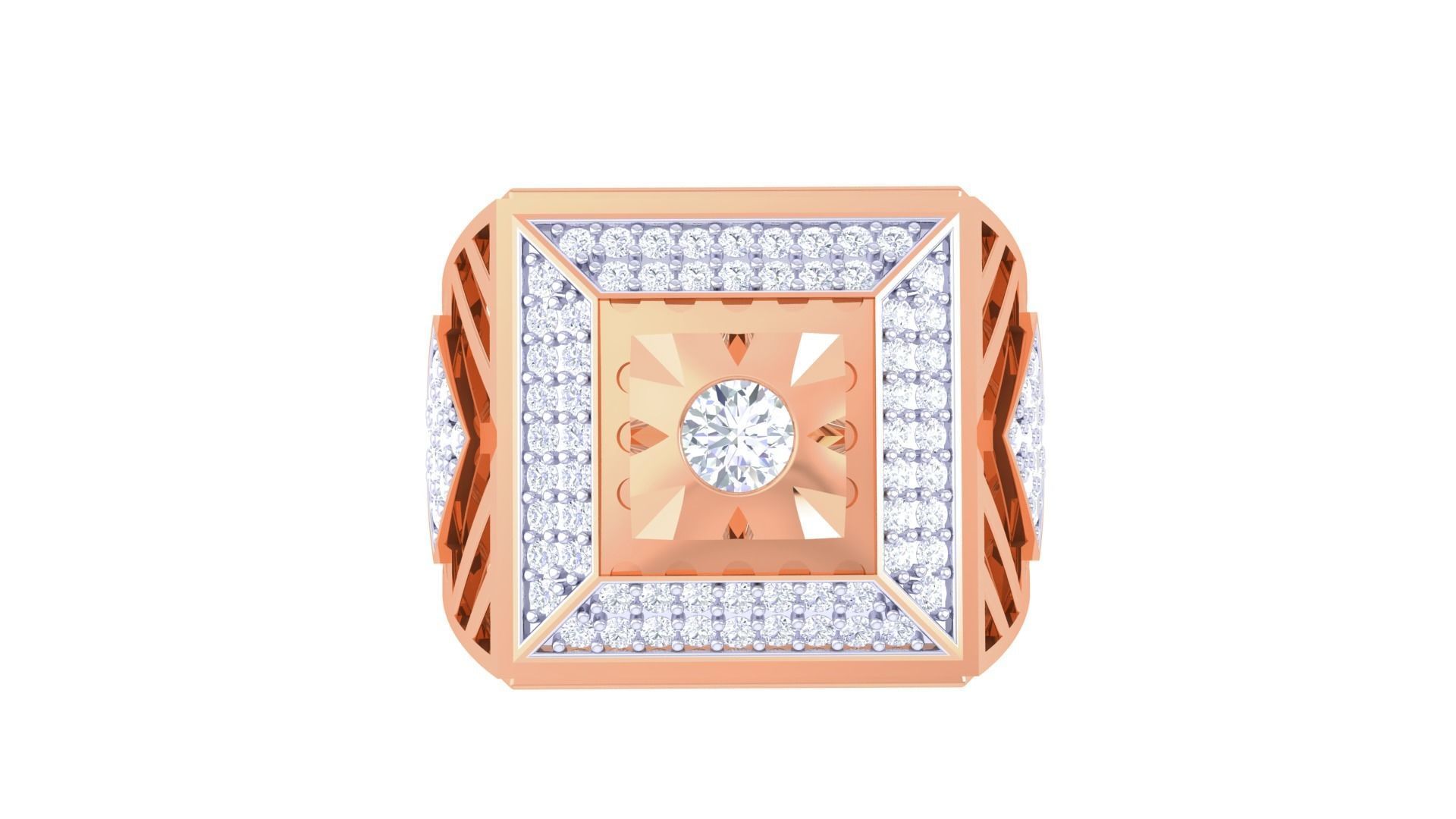 Solitaire Men Groom Gents Diamond Ring 3dm stl obj mtl 3mf glb 3D print model_7