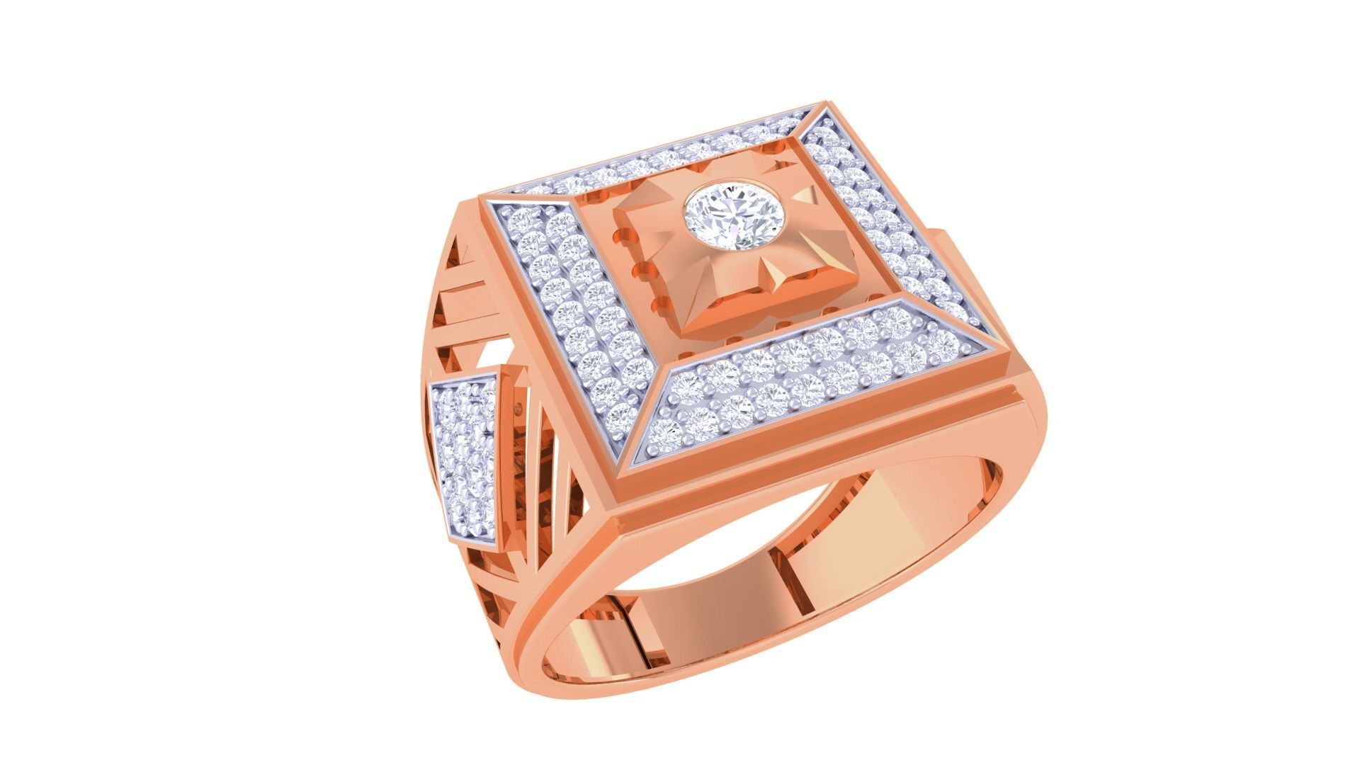 Solitaire Men Groom Gents Diamond Ring 3dm stl obj mtl 3mf glb 3D print model_5