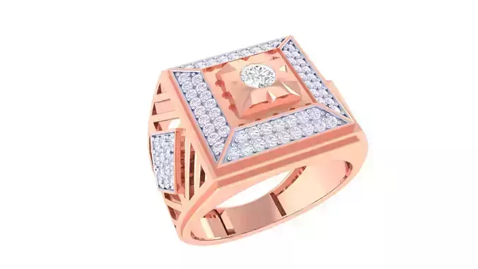 Solitaire Men Groom Gents Diamond Ring 3dm stl obj mtl 3mf glb 3D print model