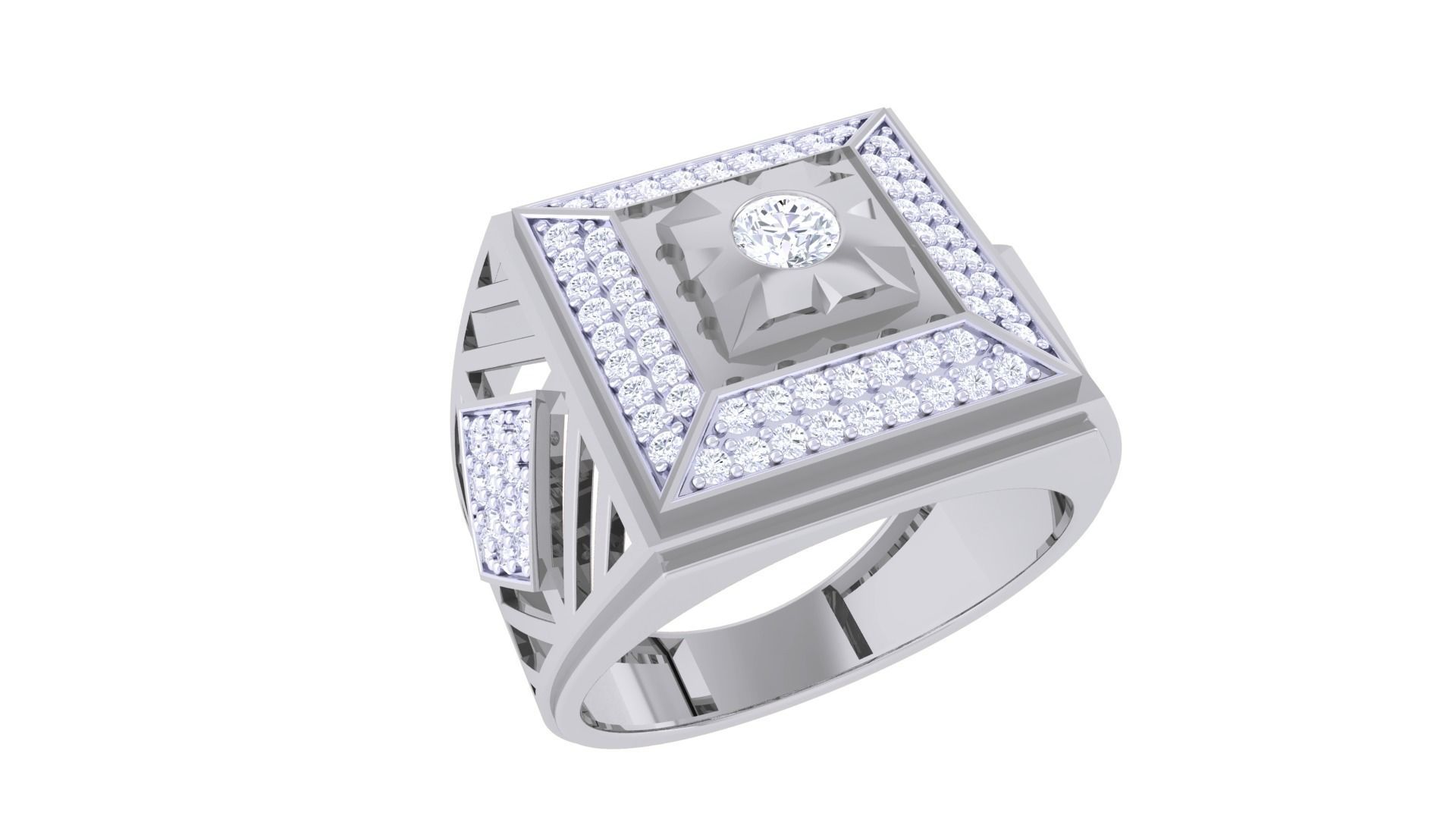 Solitaire Men Groom Gents Diamond Ring 3dm stl obj mtl 3mf glb 3D print model_1