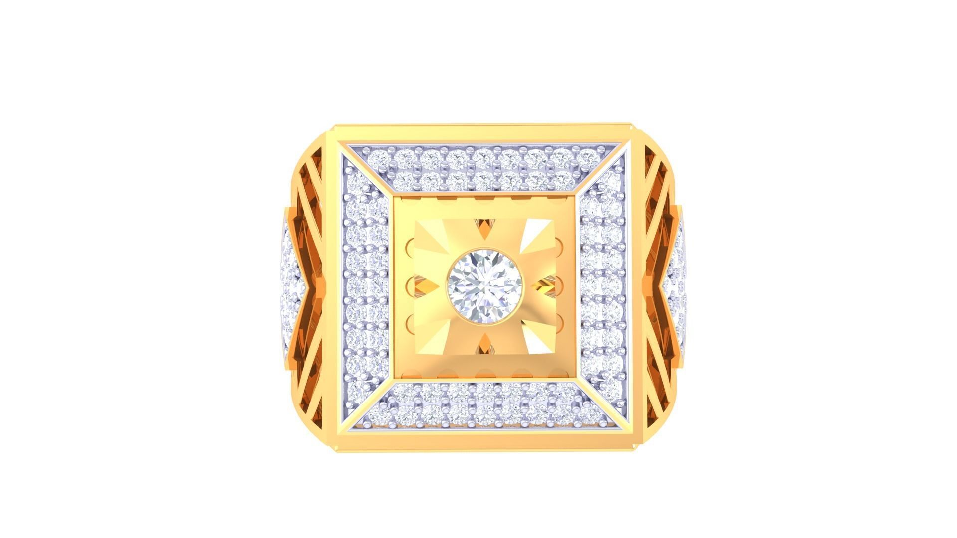 Solitaire Men Groom Gents Diamond Ring 3dm stl obj mtl 3mf glb 3D print model_6