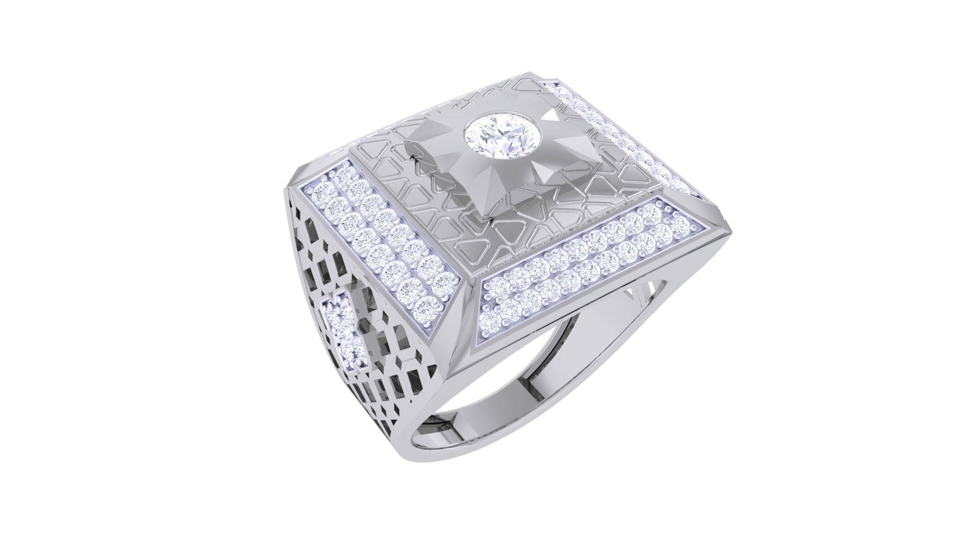 Solitaire Men Groom Gents Diamond Ring 3dm stl obj mtl 3mf glb 3D print model_1