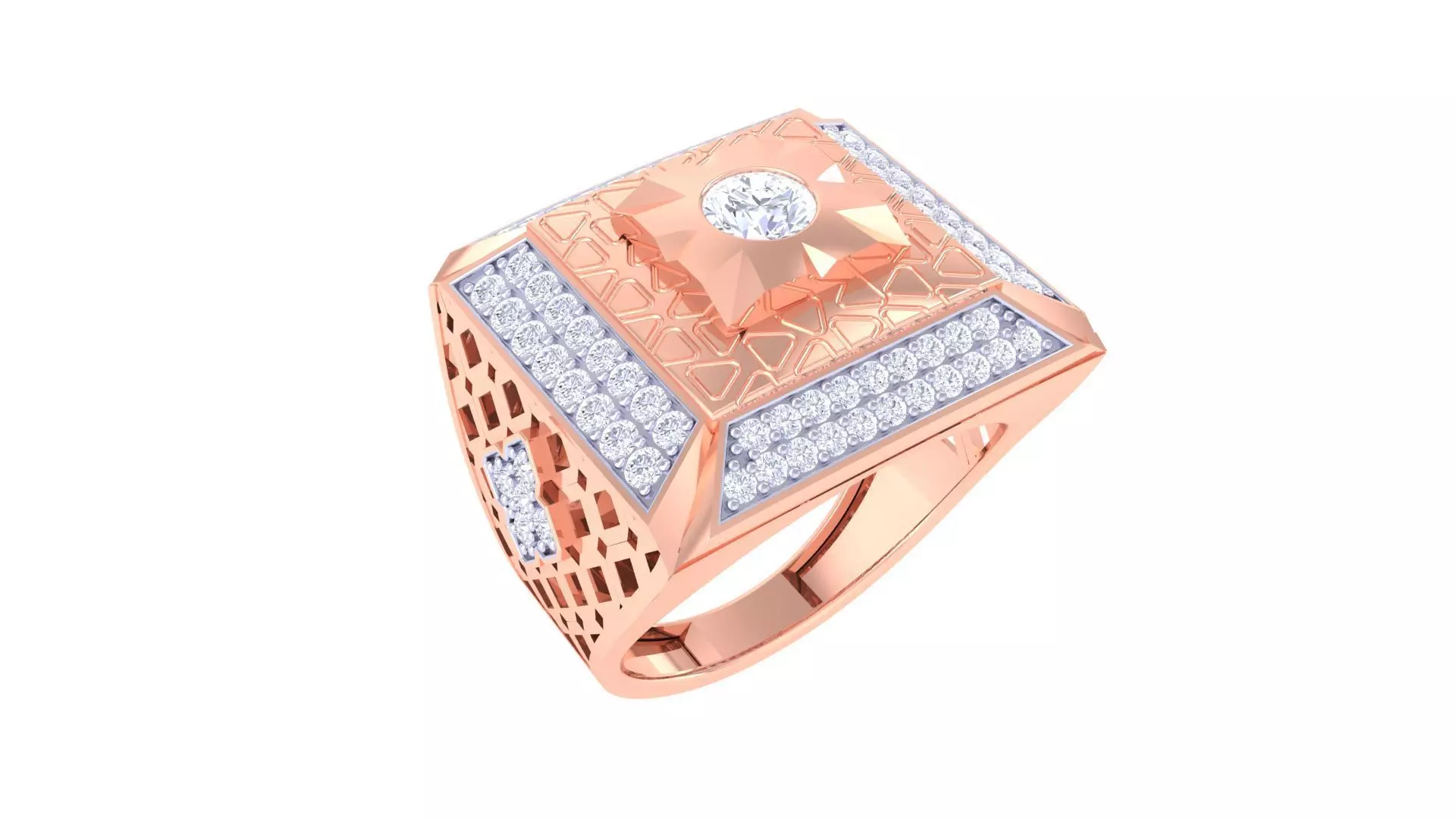 Solitaire Men Groom Gents Diamond Ring 3dm stl obj mtl 3mf glb 3D print model_0