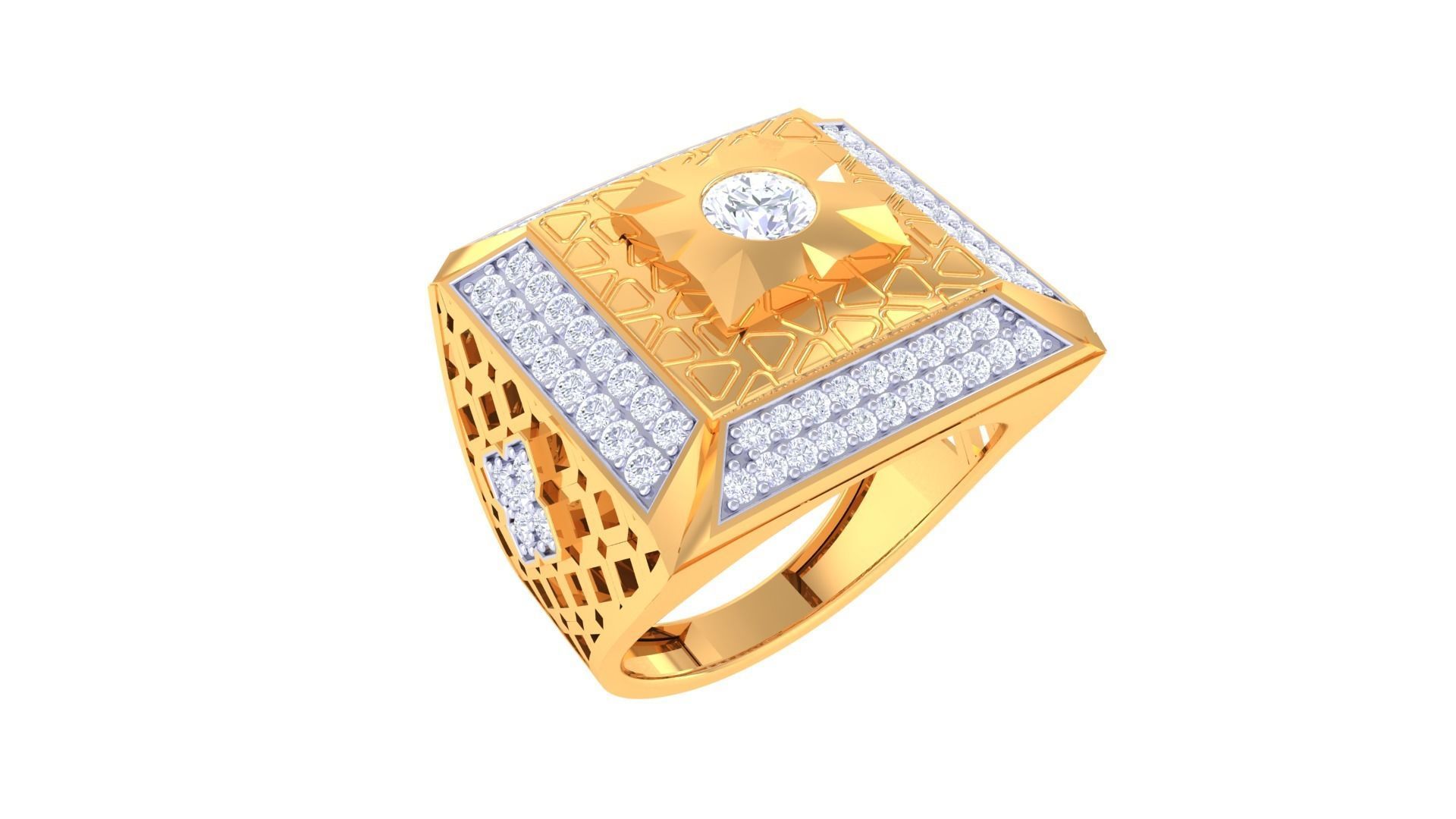 Solitaire Men Groom Gents Diamond Ring 3dm stl obj mtl 3mf glb 3D print model_2